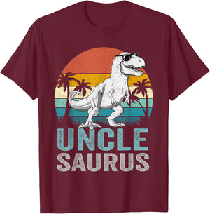 Unclesaurus T Rex Dinosaur Uncle Saurus Family Matching T-Shirt - T-Shirt | Maroon