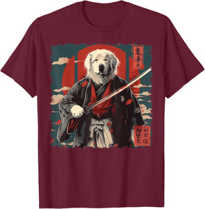 Great Pyrenees Dog Japanese Art Samurai Ukiyo-e Vintage T-Shirt - T-Shirt | Maroon