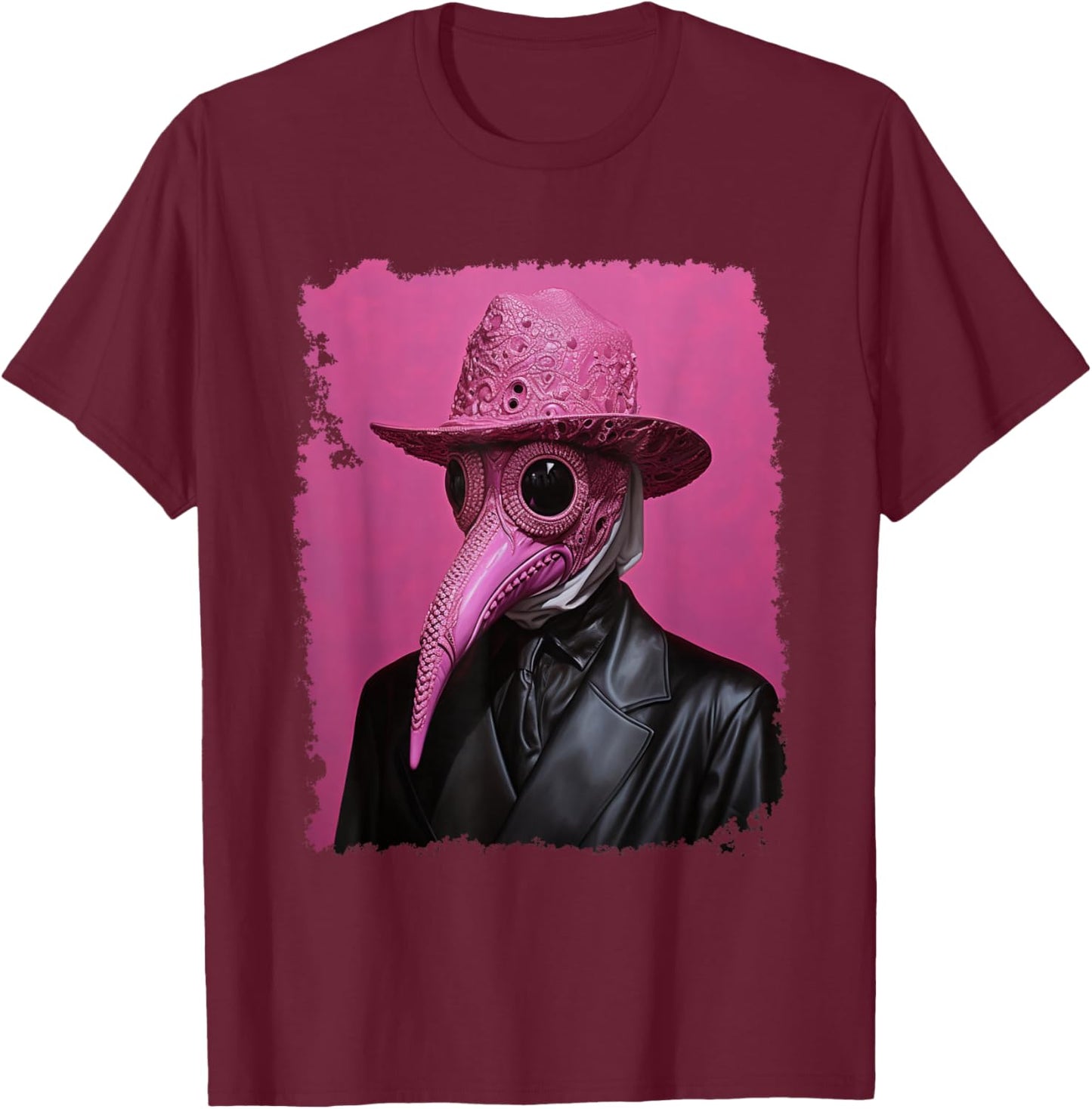 Plague Doctor Pink T-Shirt - T-Shirt | Maroon