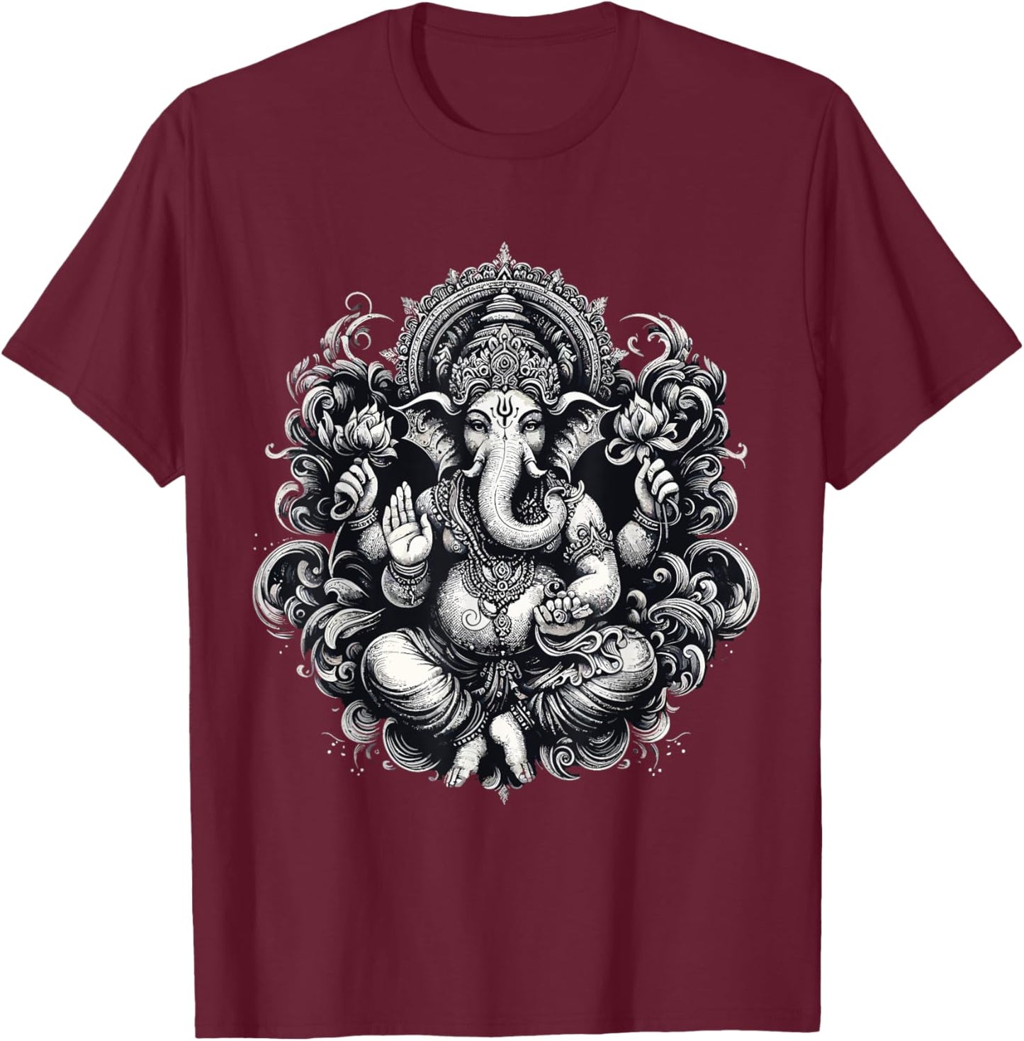 Ganesh Symbol Yoga Hindu Elephant God Ganesha Puja T-Shirt - T-Shirt | Maroon