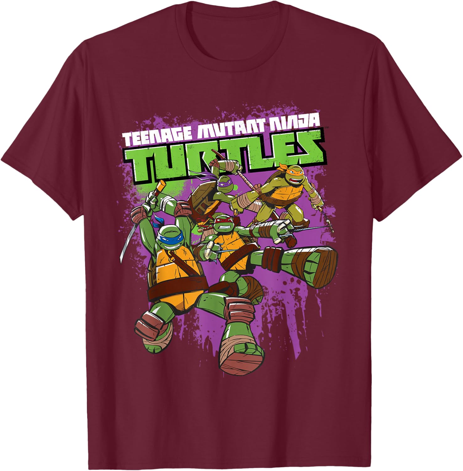 Teenage Mutant Ninja Turtles Purple Splatter T-Shirt - T-Shirt | Maroon
