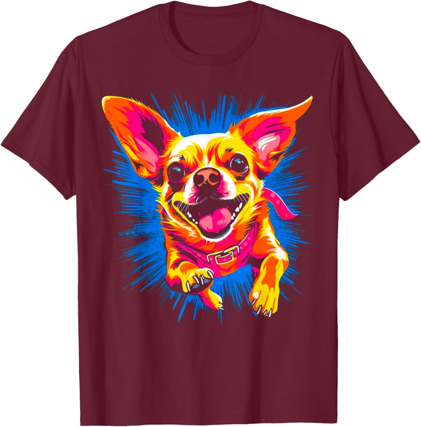 Happy Chihuahua Dog Men Women T-Shirt - T-Shirt | Maroon