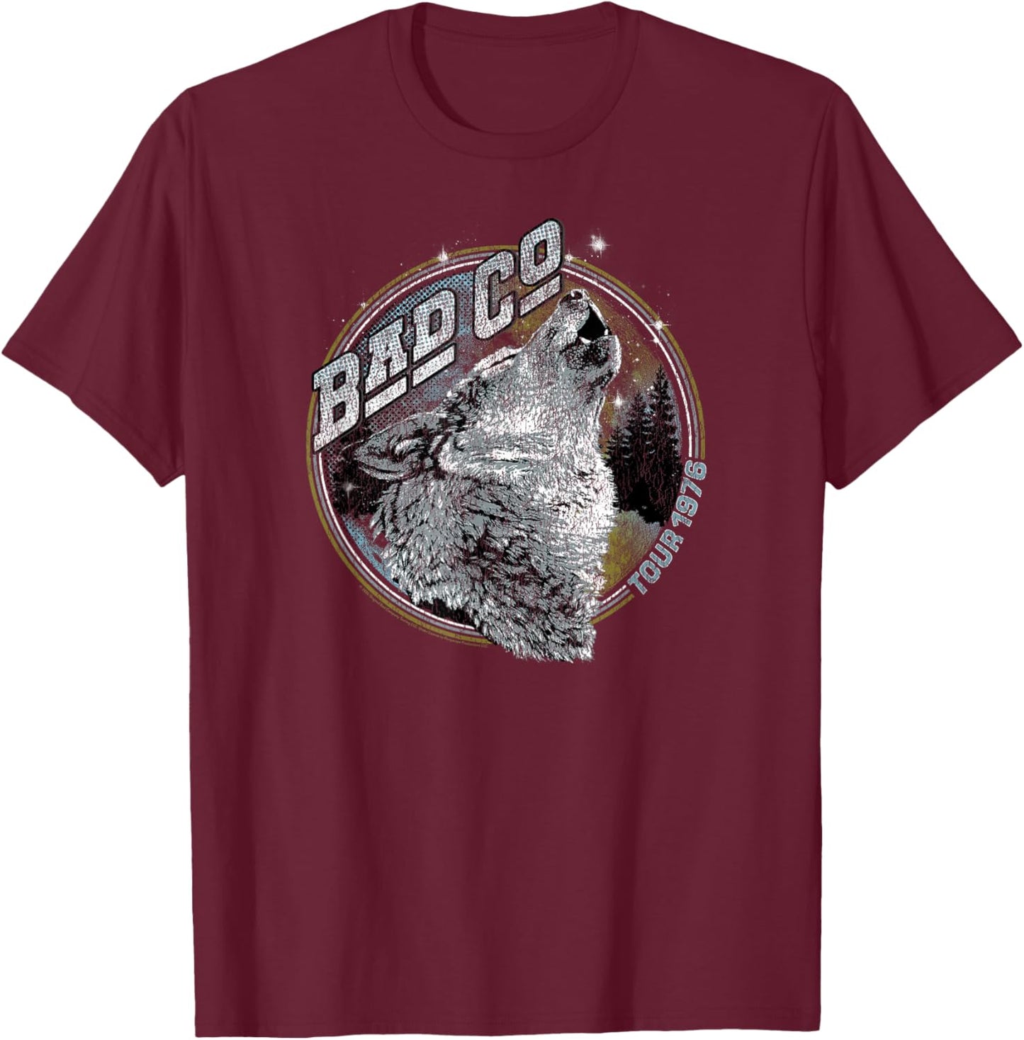 Bad Company Howling Wolf Tour 1976 T-Shirt - T-Shirt | Maroon