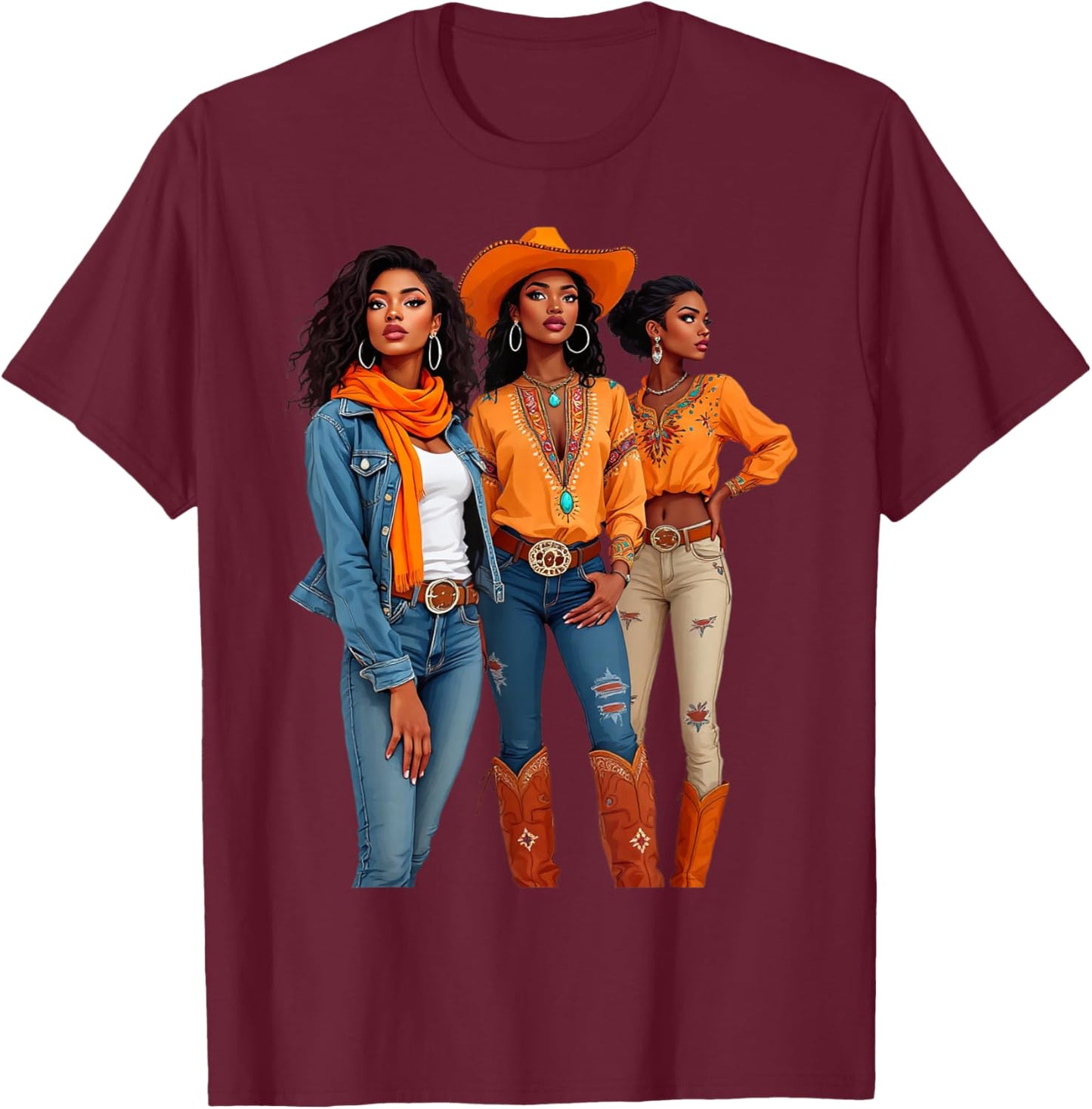 Black Cowgirl Vibes Melanin Black History Texas T-Shirt - T-Shirt | Maroon