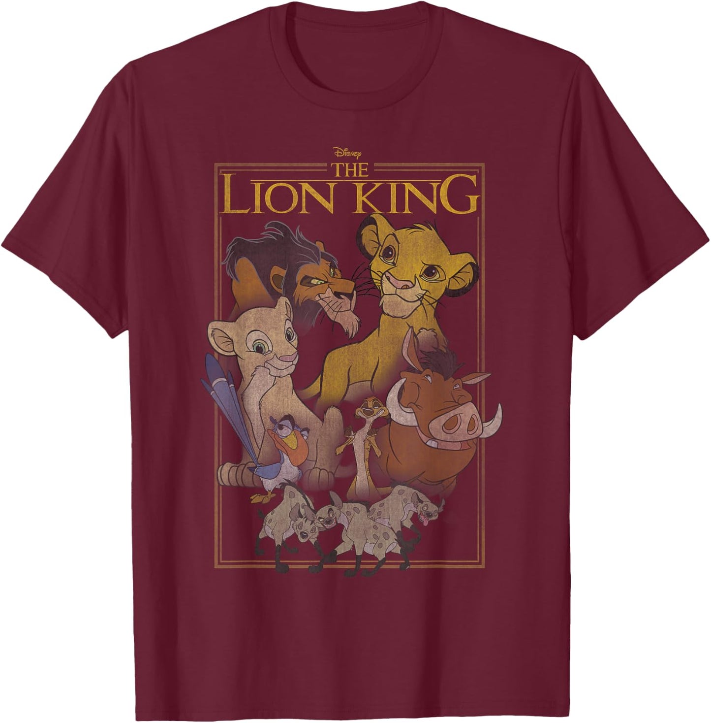 Disney The Lion King Simple Framed Poster T-Shirt - T-Shirt | Maroon
