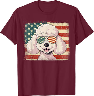 Patriotic Toy Poodle Dog Lover USA Flag 4th Of July T-Shirt - T-Shirt | Maroon