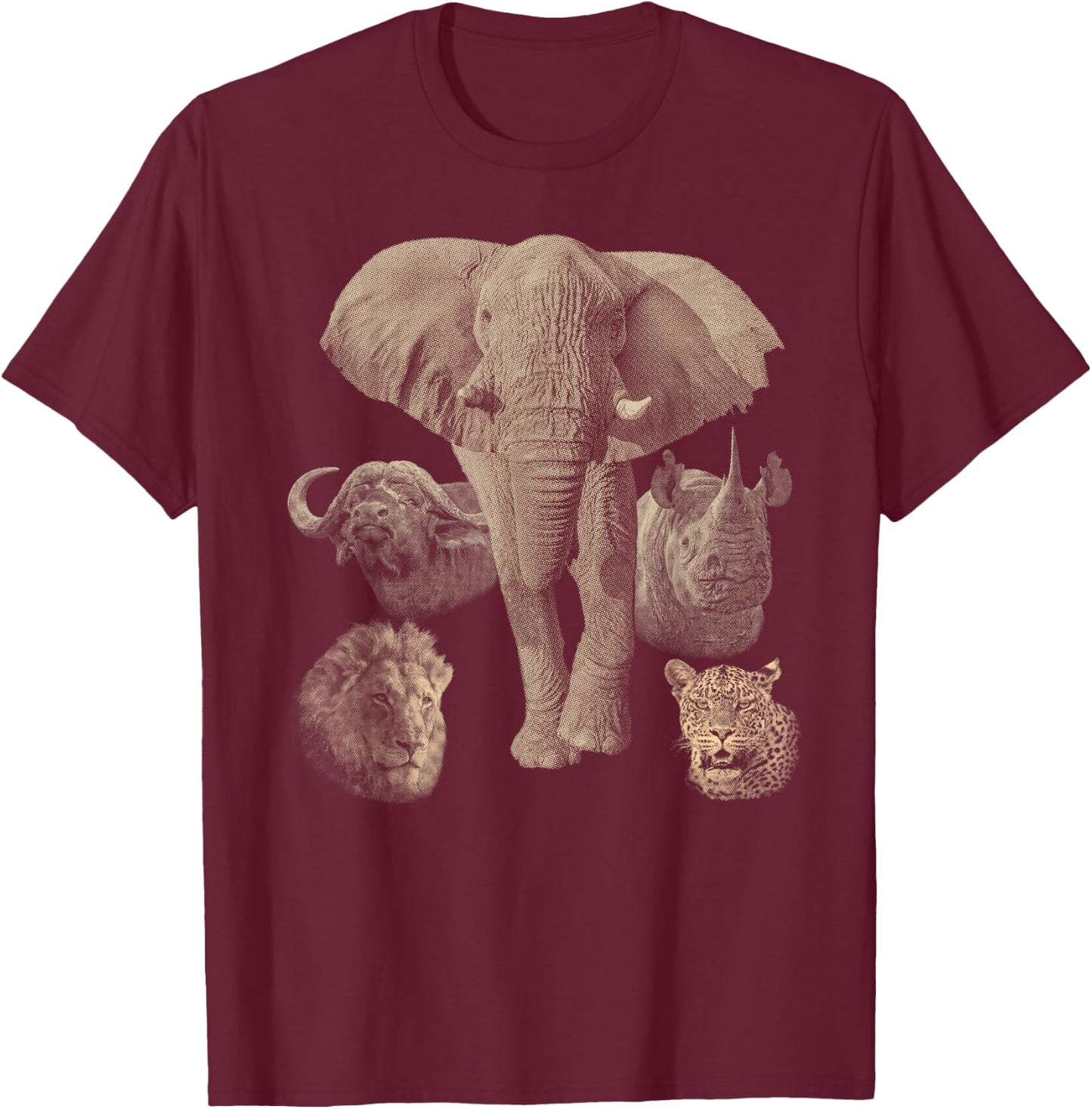 Big 5 African Safari T-Shirt - T-Shirt | Maroon