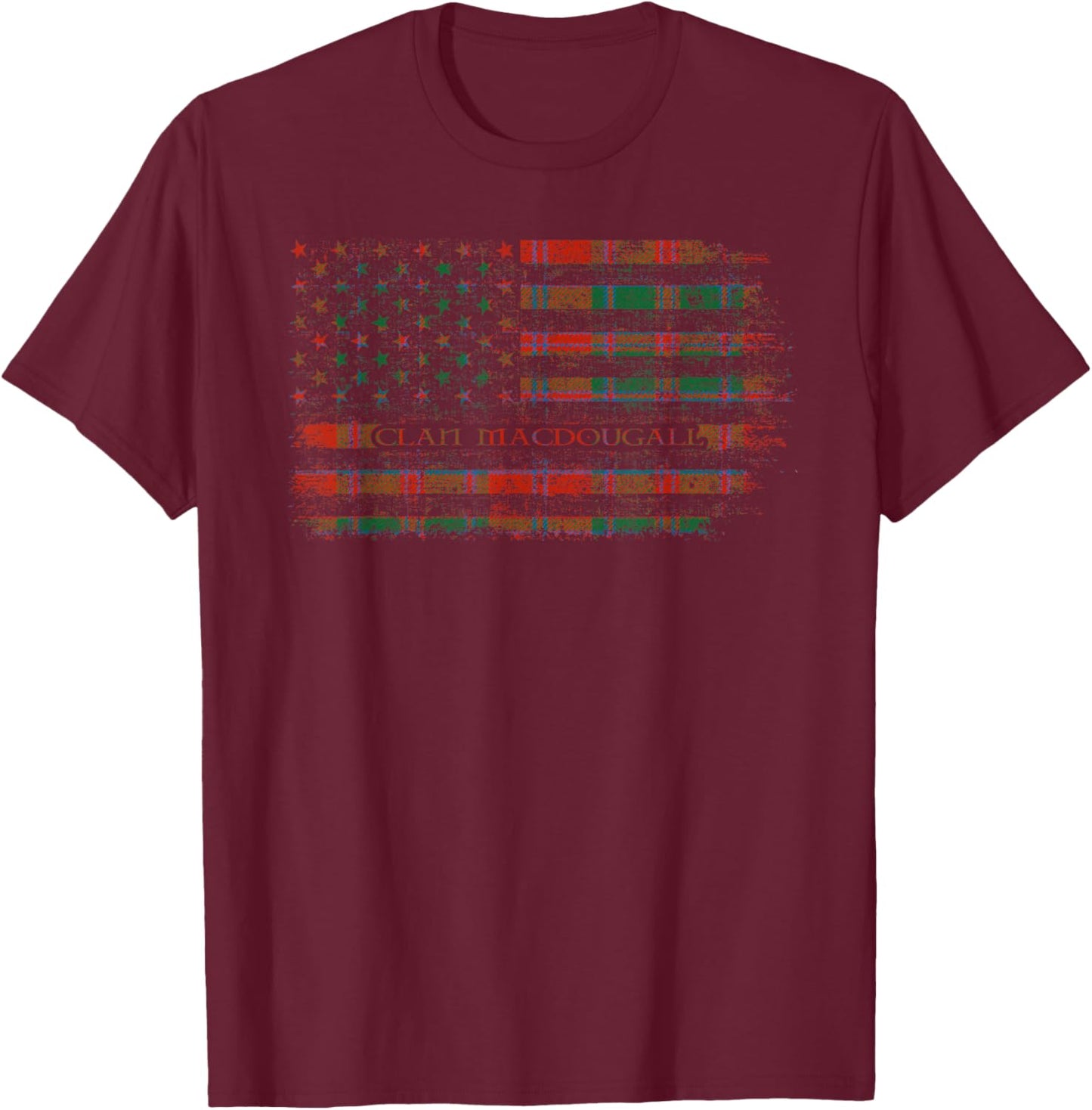 Clan MacDougall-Clans Originaux Scottish tartan US flag T-Shirt - T-Shirt | Maroon