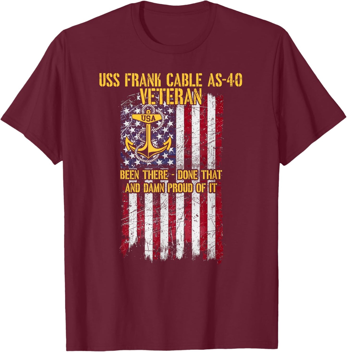 USS Frank Cable AS-40 Submarine Tender Proud Veteran T-Shirt - T-Shirt | Maroon
