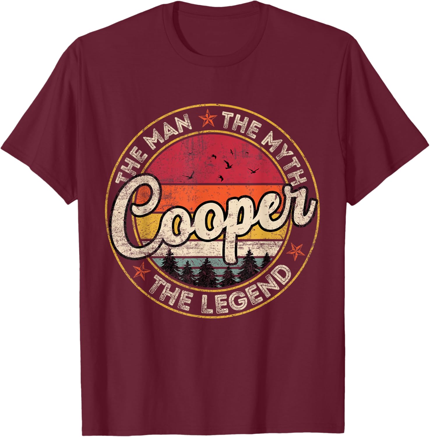 Cooper The Man The Myth The Legend Personalized Name T-Shirt - T-Shirt | Maroon