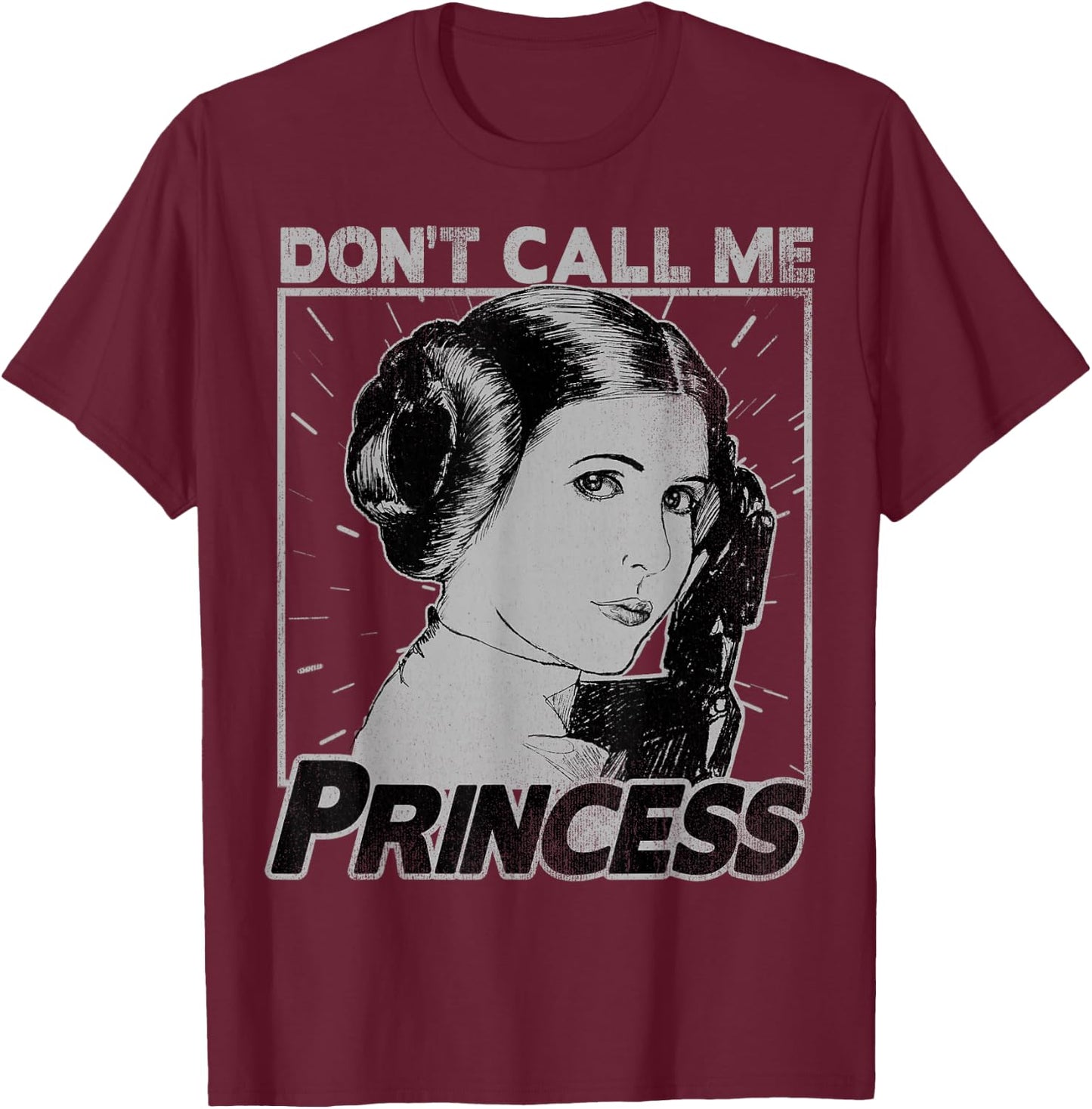 Star Wars Princess Leia Don't Call Me Princess Portrait T-Shirt - T-Shirt | Maroon