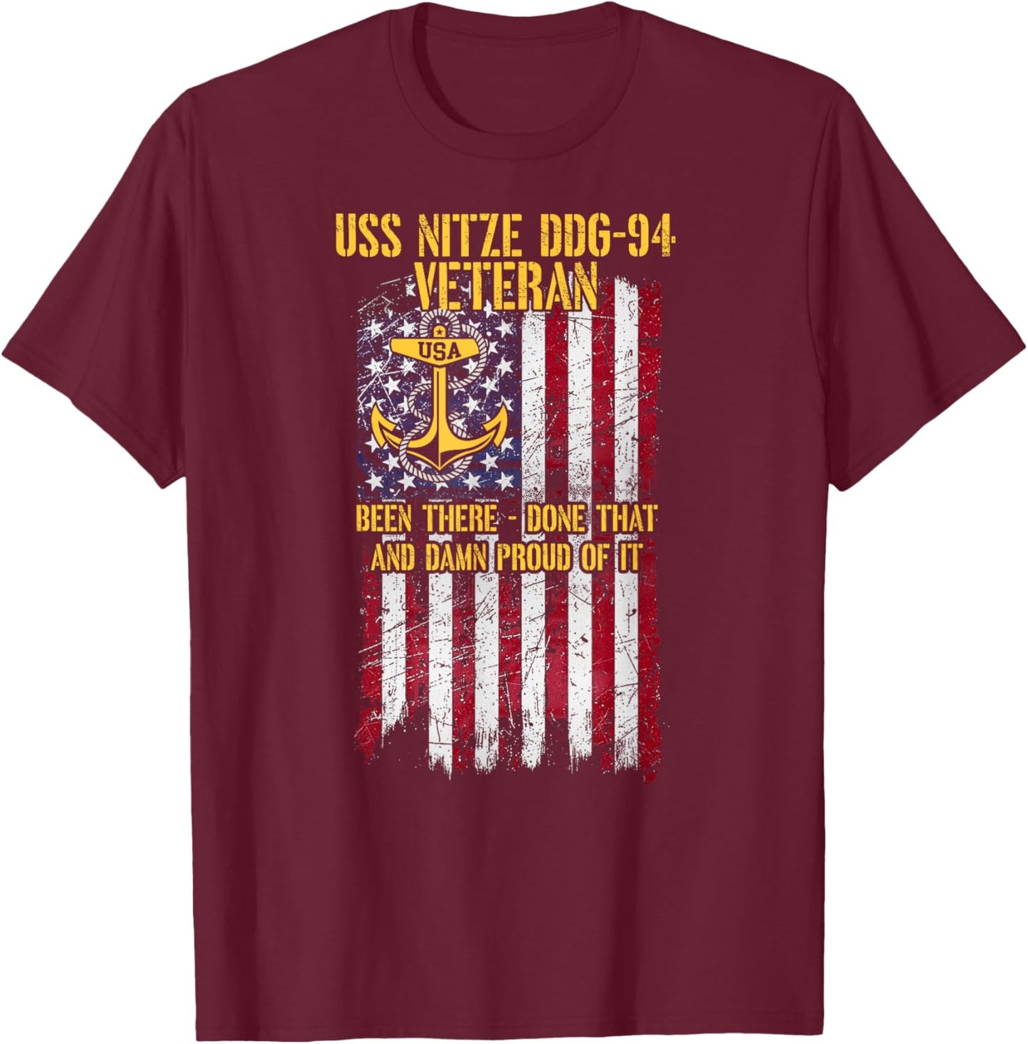 USS Nitze DDG-94 Destroyer Veteran T-Shirt - T-Shirt | Maroon