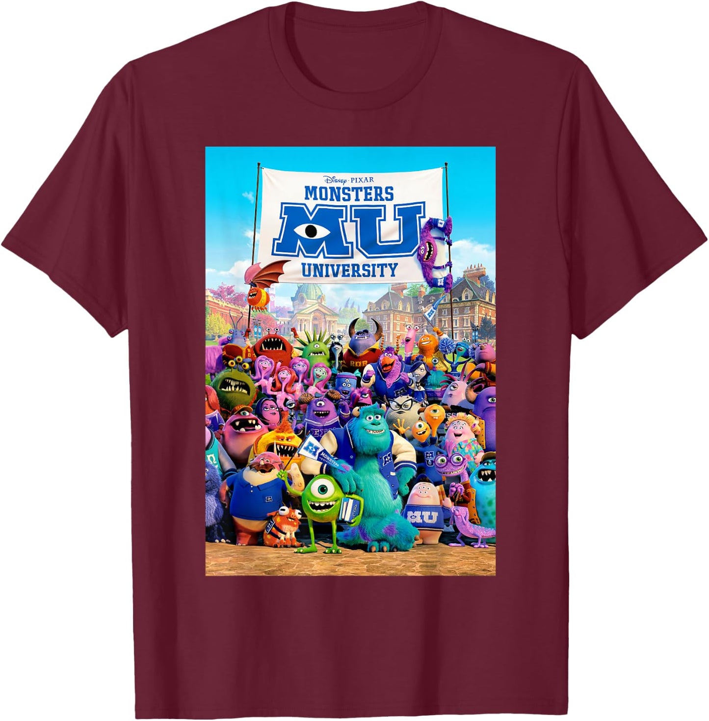 Disney Pixar Monsters University Poster T-Shirt - T-Shirt | Maroon