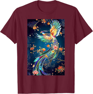 Phoenix Bird Japanese Vintage Asian Flying T-Shirt - T-Shirt | Maroon