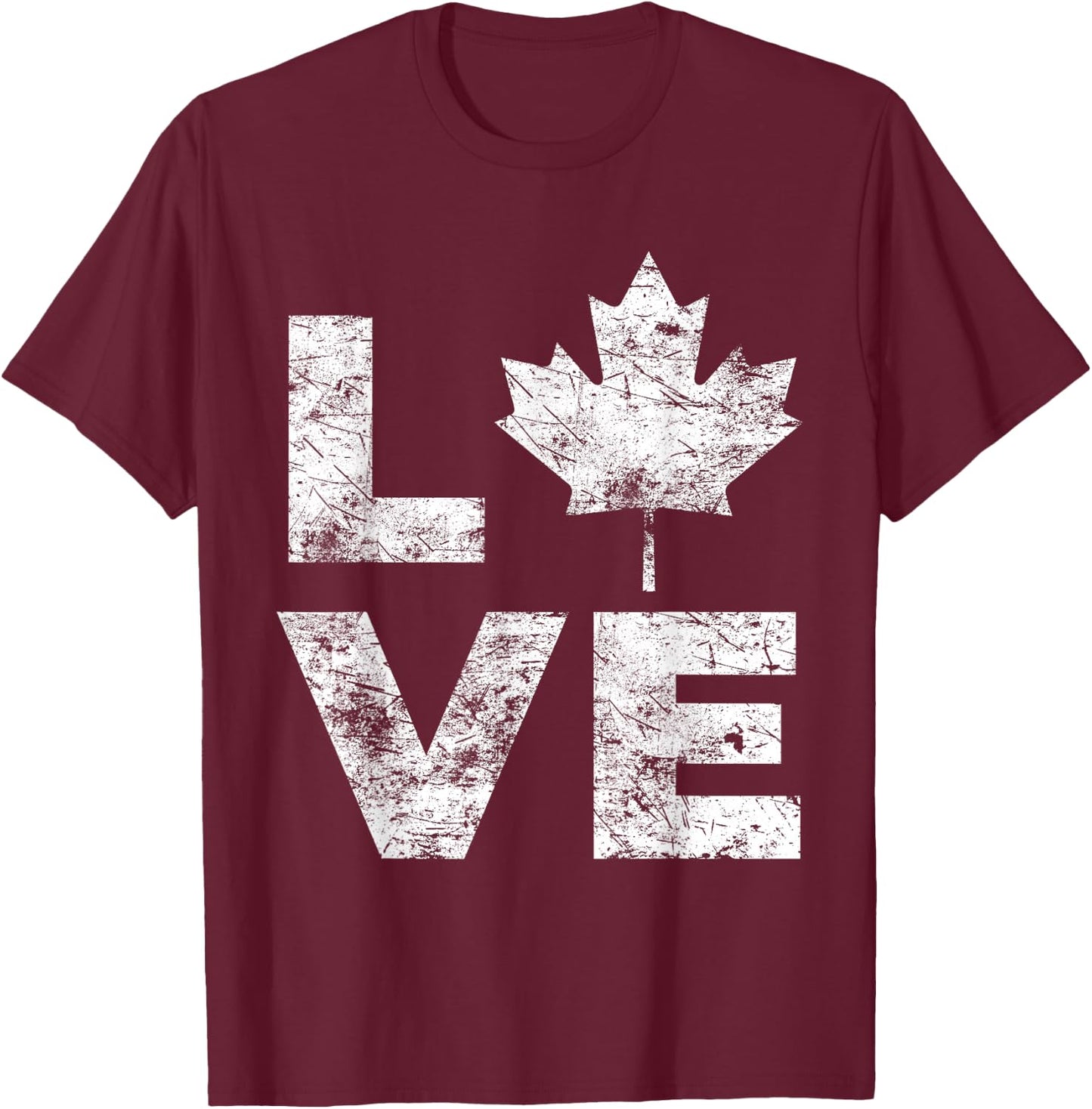 Canada Flag Love Vintage Canada Day Maple Leaf T-Shirt - T-Shirt | Maroon