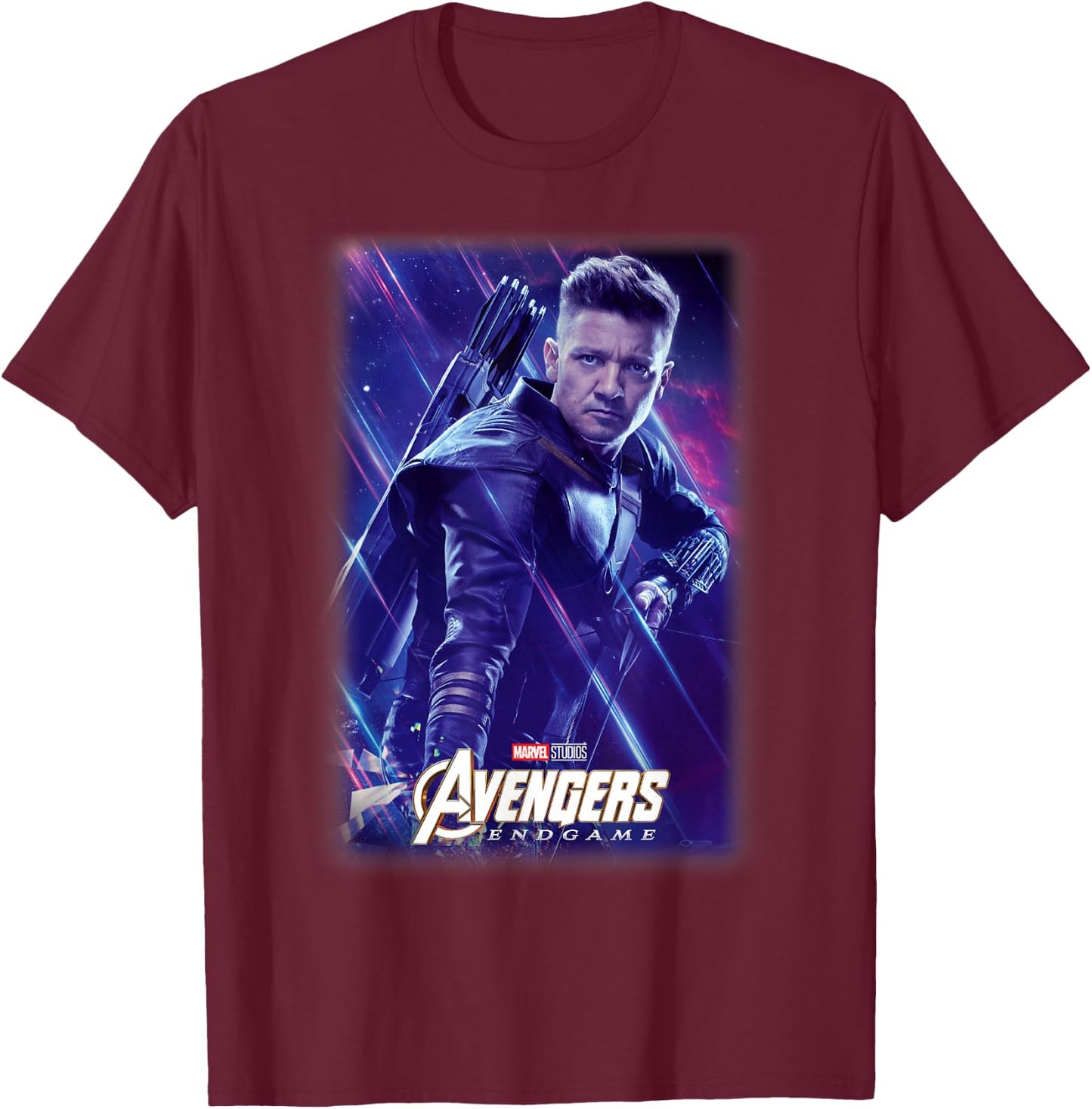 Marvel Avengers Endgame Hawkeye Galactic Poster Small T-Shirt - T-Shirt | Maroon