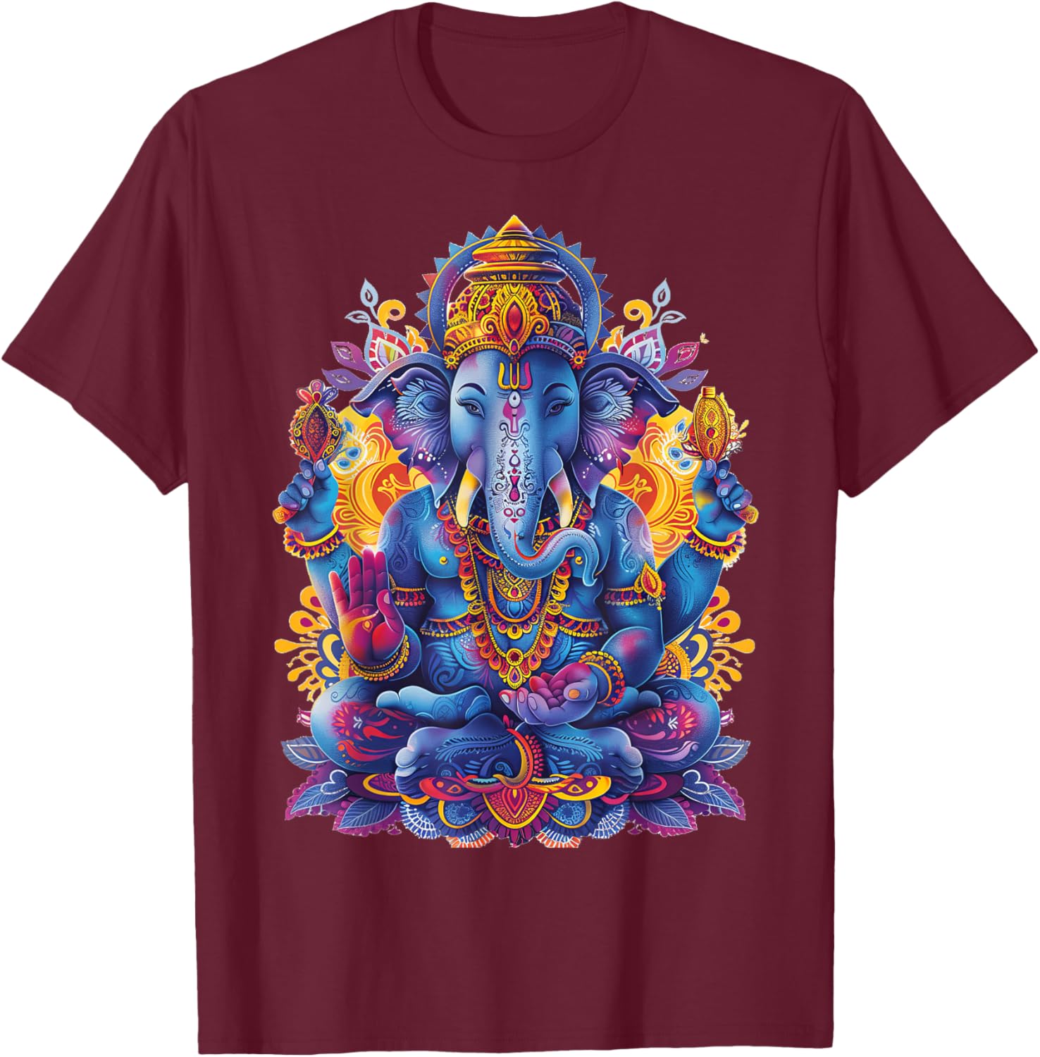 Ganesh spiritual hindu god elephant yoga meditation T-Shirt - T-Shirt | Maroon