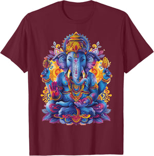 Ganesh spiritual hindu god elephant yoga meditation T-Shirt - T-Shirt | Maroon