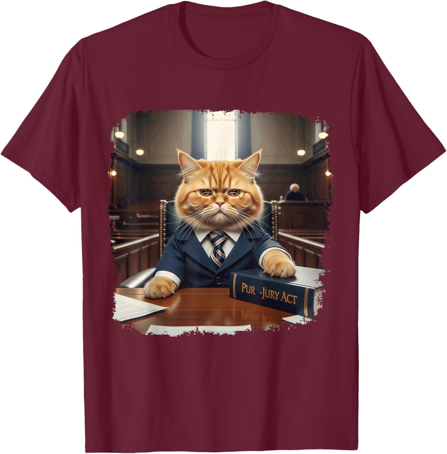 Funny Law Student School Justice Meme in Court Cat Lawyer T-Shirt - T-Shirt | Maroon