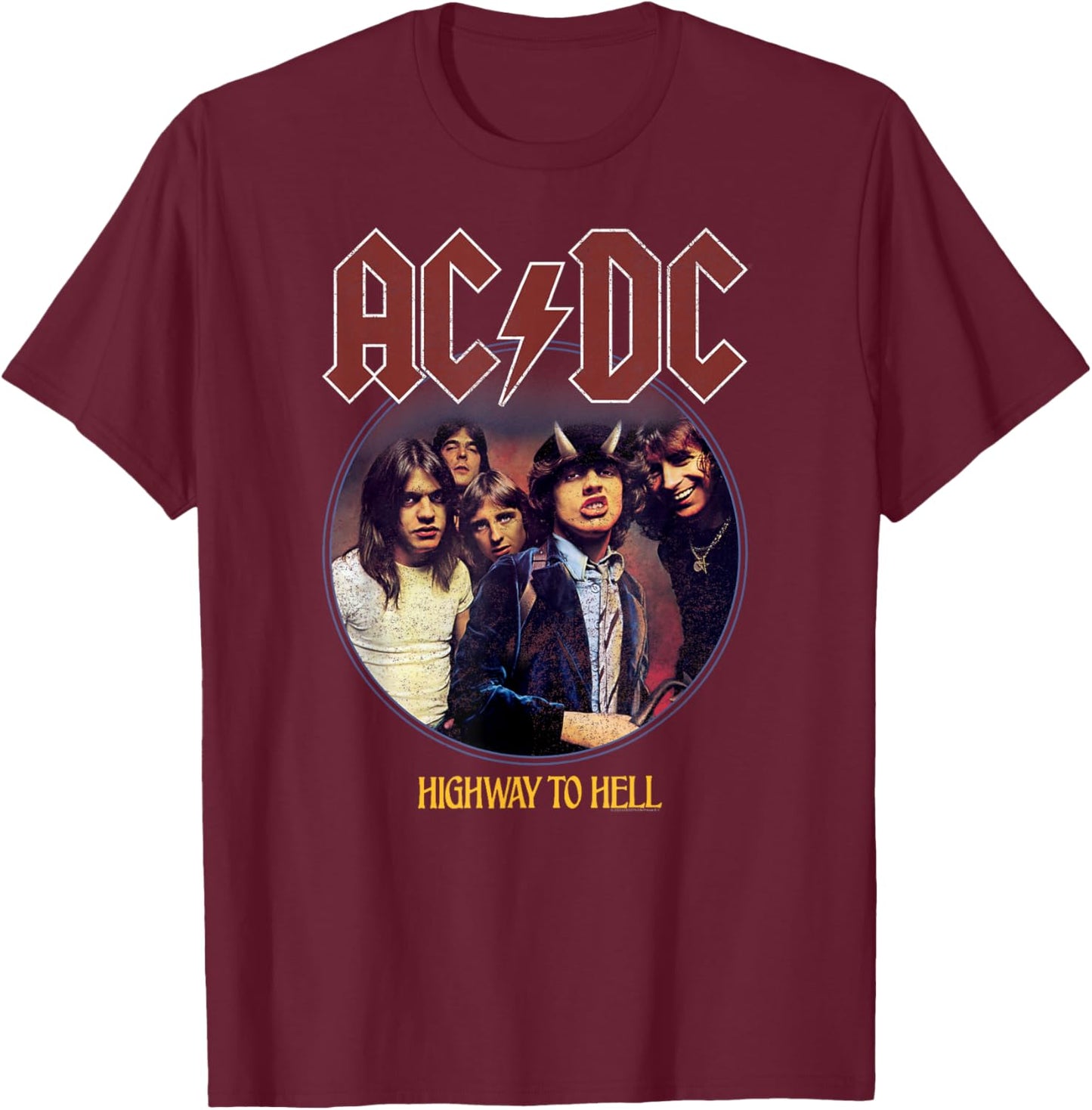 Official AC/DC Highway To Hell Rock Music Band Album Logo T-Shirt - T-Shirt | Maroon