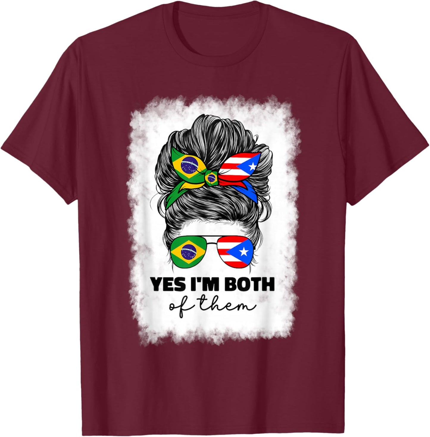 Half Brazilian And Puerto Rican Rico Brazil Flag Girl Women T-Shirt - T-Shirt | Maroon