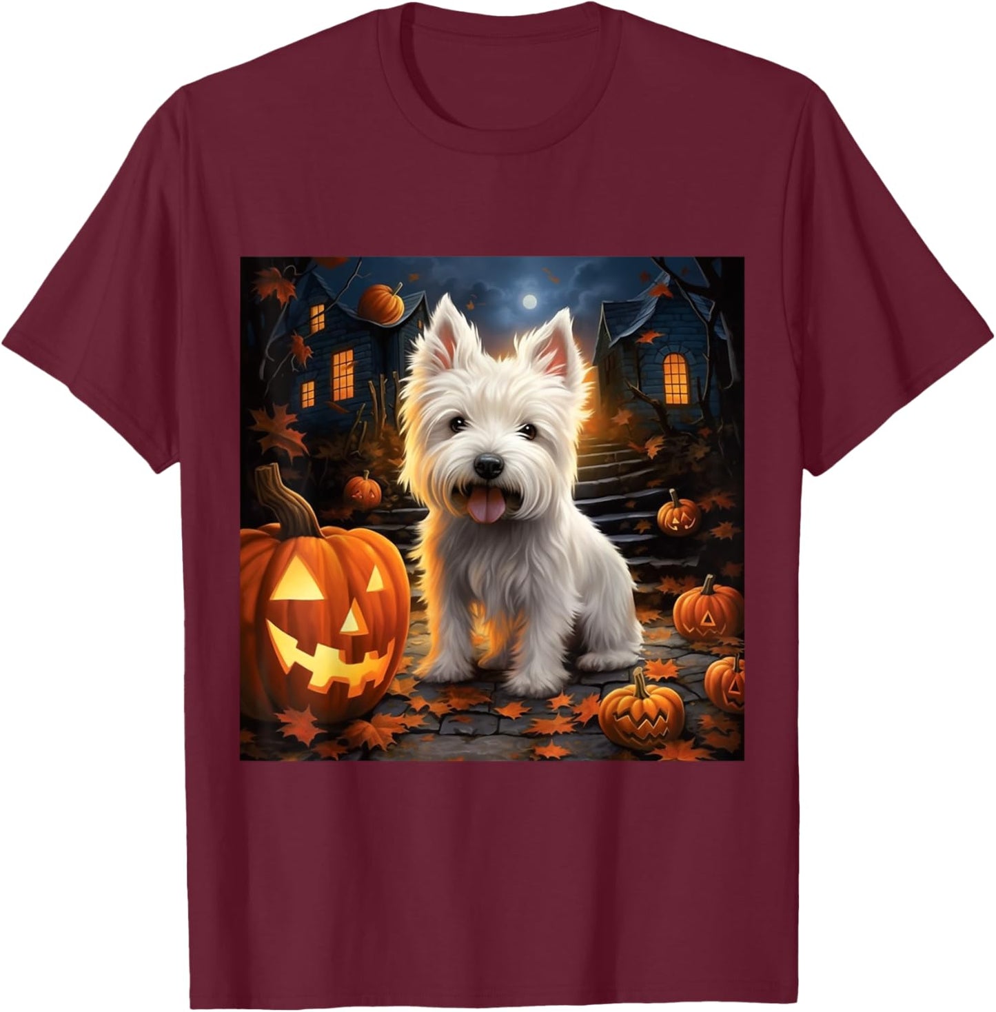 Halloween Westie - Westie Halloween T-Shirt - T-Shirt | Maroon