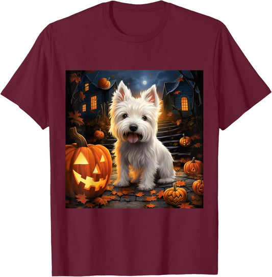 Halloween Westie - Westie Halloween T-Shirt - T-Shirt | Maroon