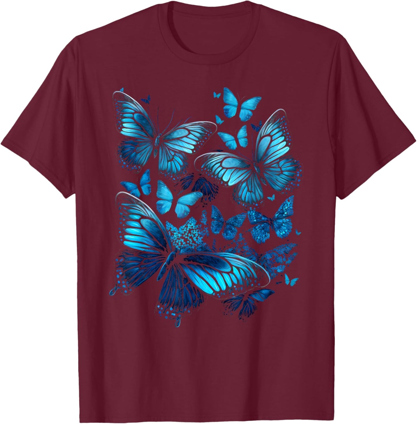 Beautiful Butterflies Summer Funny Graphic Butterfly Print T-Shirt - T-Shirt | Maroon