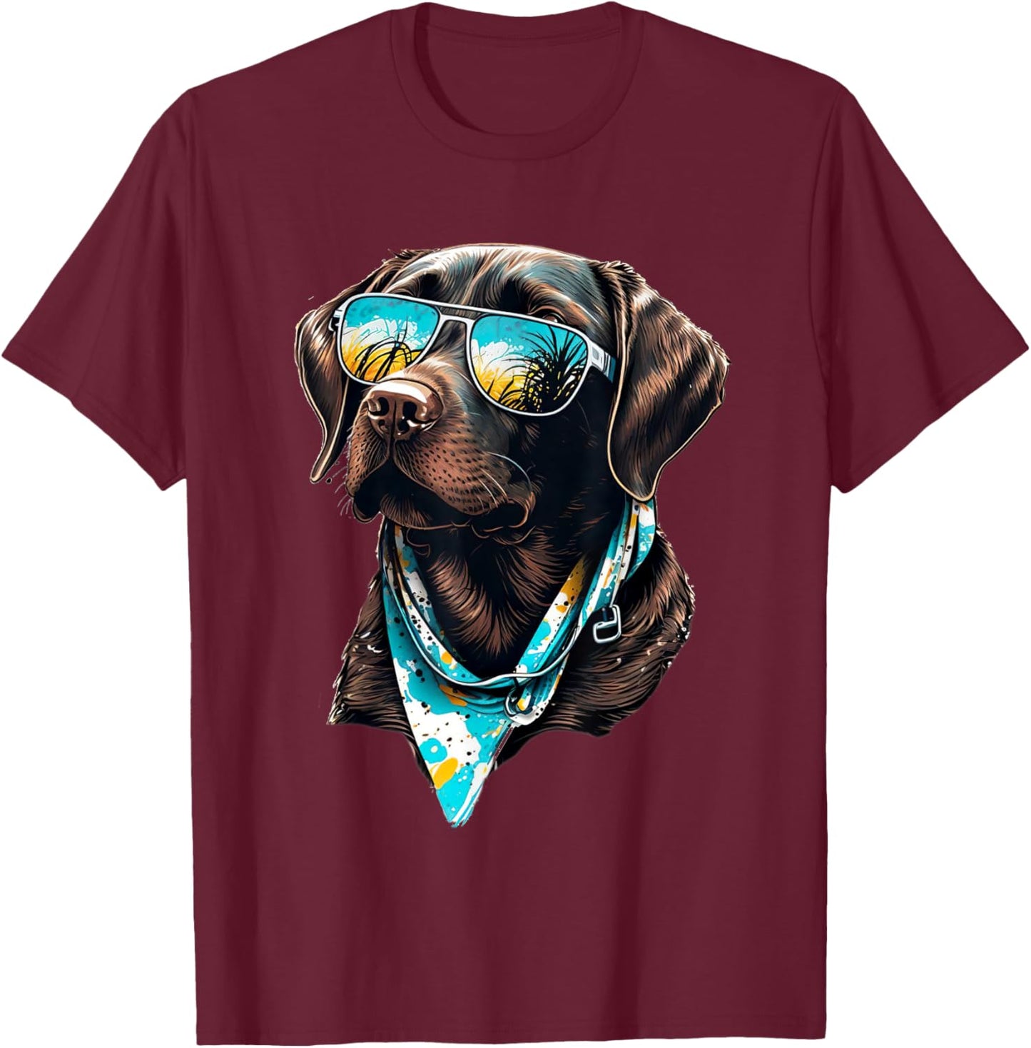 Labrador Retriever with Sunglasses T-Shirt - T-Shirt | Maroon