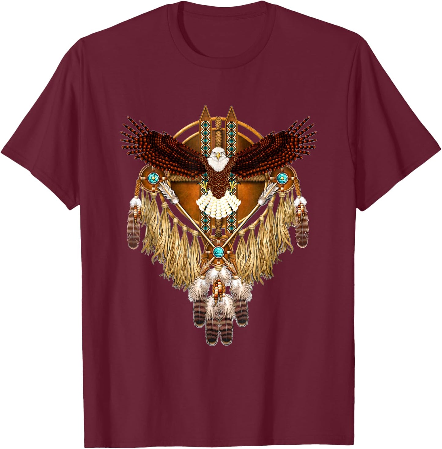 Native Indian Mystic Eagle Totem Art Northwest Coast T-Shirt - T-Shirt | Maroon