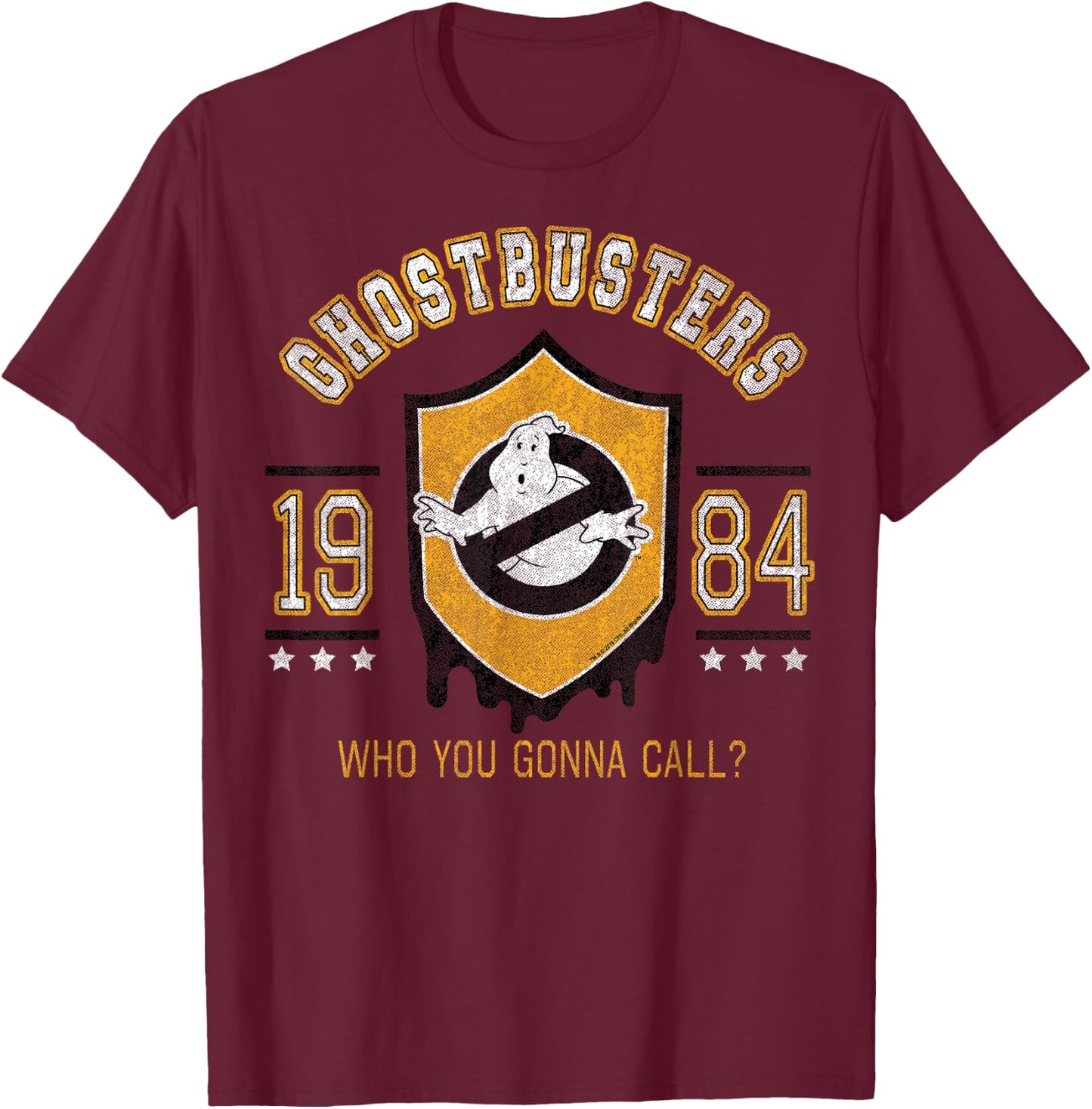 Ghostbusters 1984 Shield Poster T-Shirt - T-Shirt | Maroon