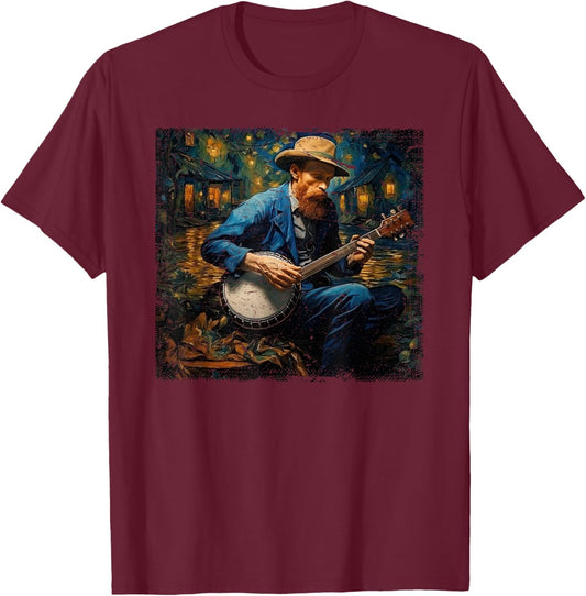 Banjo Player retro Banjo Bluegrass music cottagecore gift T-Shirt - T-Shirt | Maroon