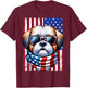 Shih Tzu Wearing American Flag 4th of July Patriotic Dog T-Shirt - T-Shirt | Maroon