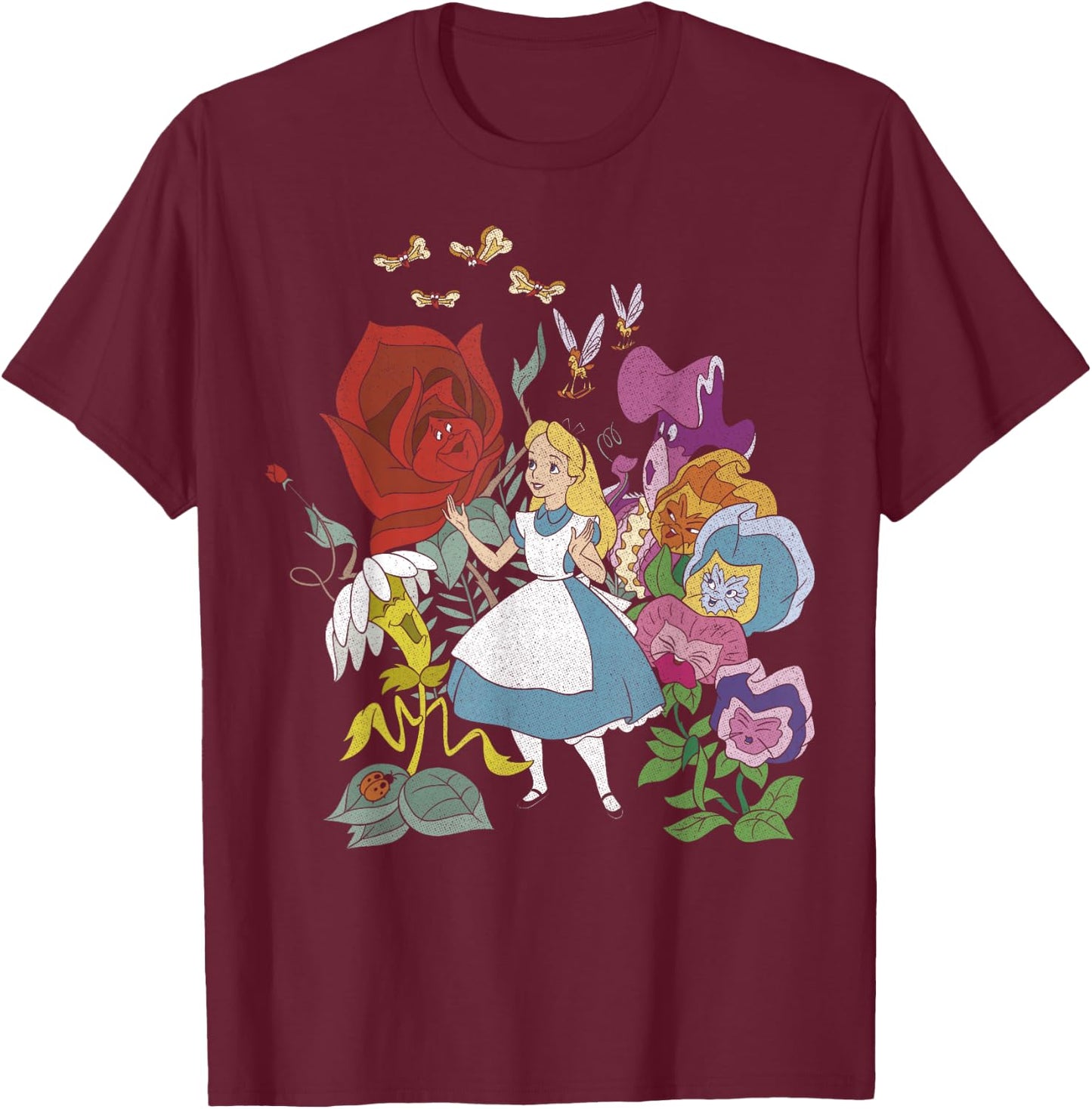 Disney Alice in Wonderland Alice in The Flowers Small T-Shirt - T-Shirt | Maroon
