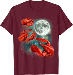 Three Lobster Moon | 3 Crustaceans Sea Lover Parody T-Shirt - T-Shirt | Maroon