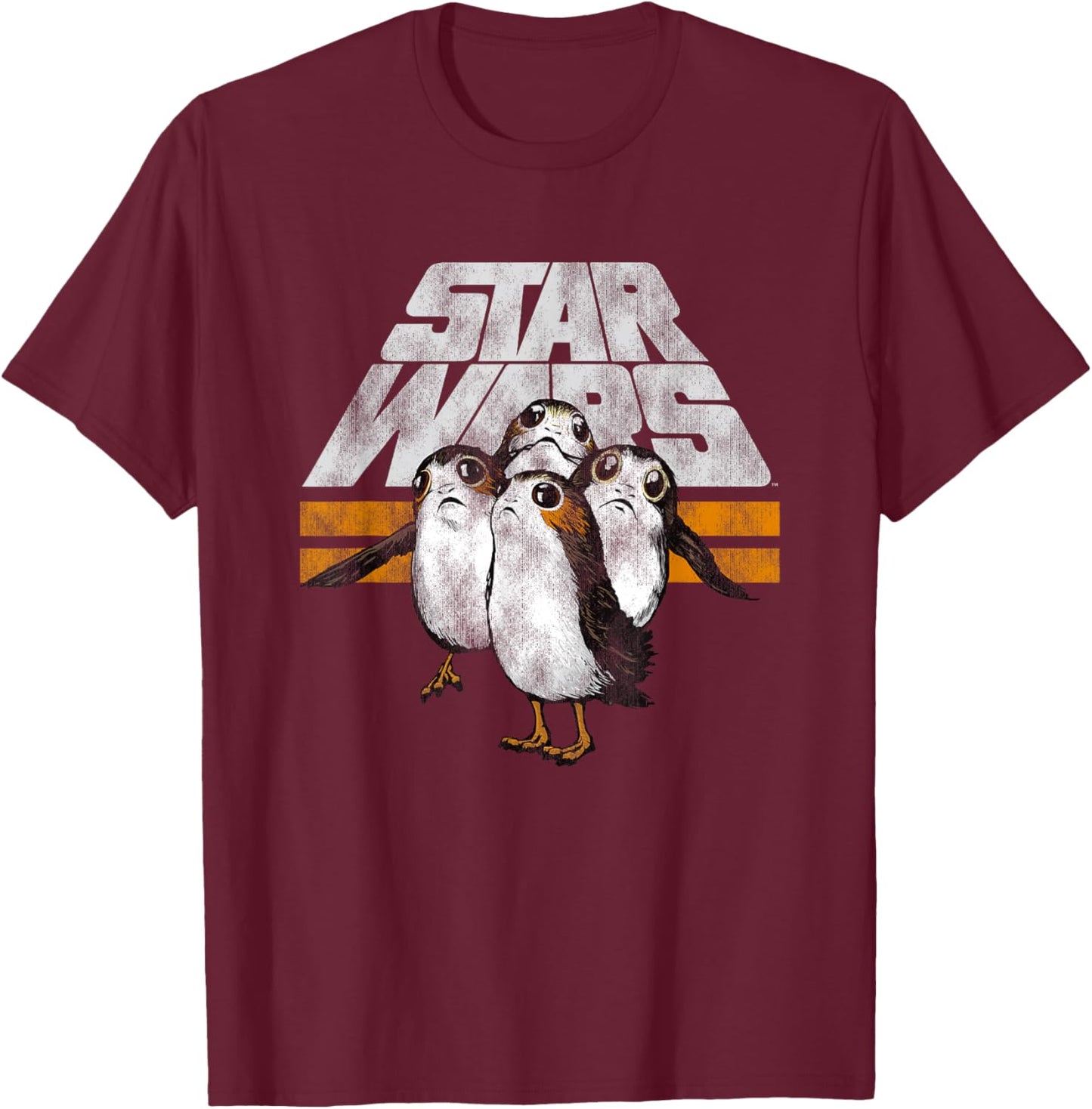 Star Wars The Last Jedi Porgs Distressed Logo T-Shirt - T-Shirt | Maroon
