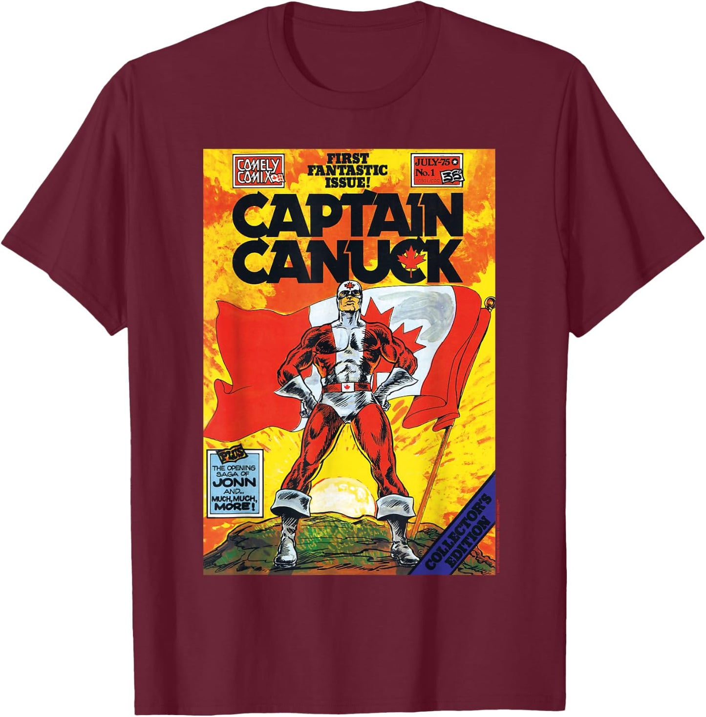 Classic Captain Canuck Issue #1 Cover T-Shirt - T-Shirt | Maroon