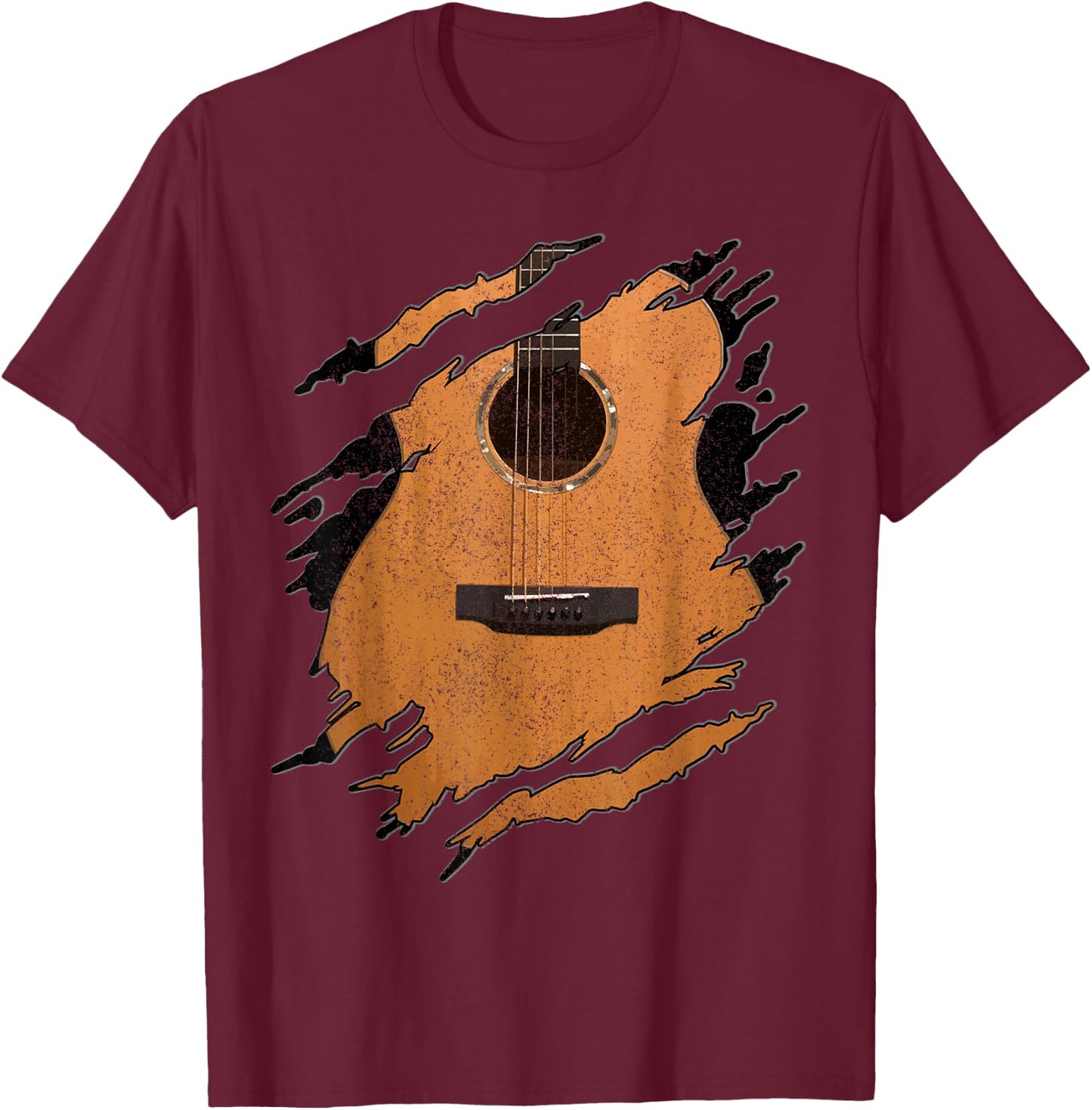 Guitar - Acoustic Music Guitarist Musician Gift T-Shirt - T-Shirt | Maroon