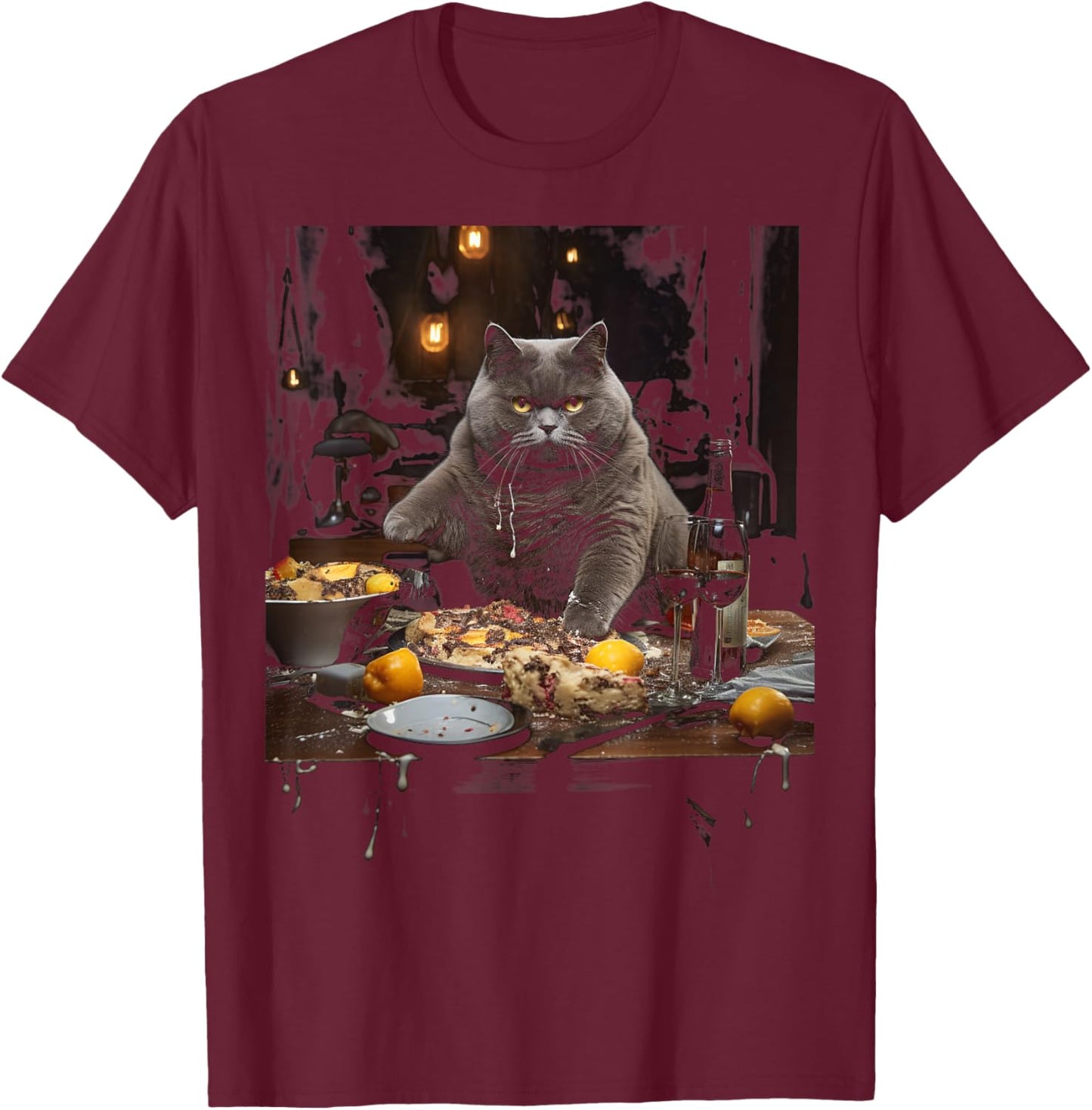 Chartreux Cat Eyes Kitty Kitten Cat Artwork Cat Face T-Shirt - T-Shirt | Maroon