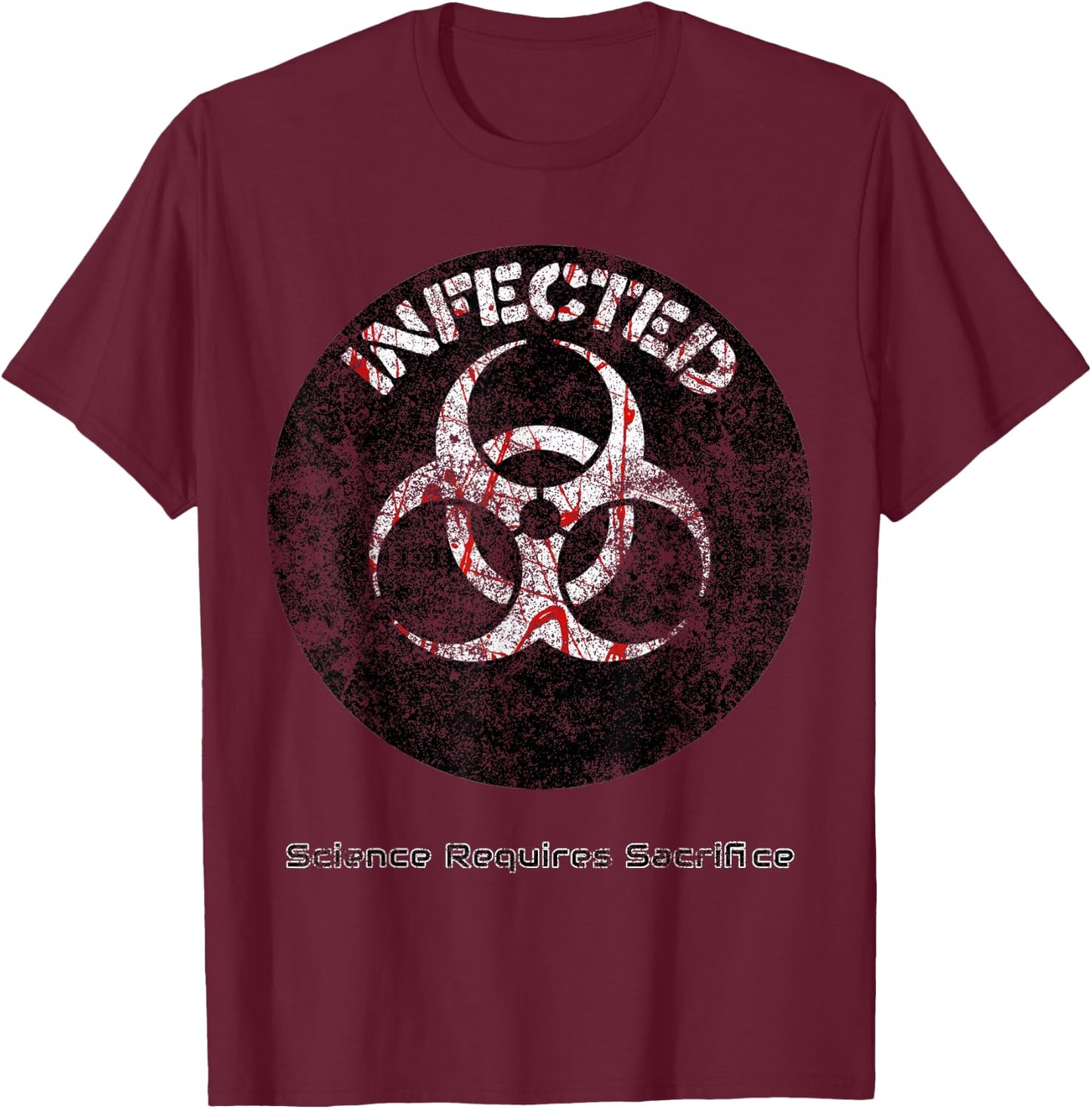 Infected Doomsday Halloween Zombie Biohazard Science party T-Shirt - T-Shirt | Maroon