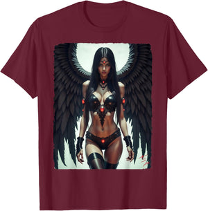 mit Mädchen drauf - Sexy Fallen Angel Pinup Girl #1 T-Shirt - T-Shirt | Maroon
