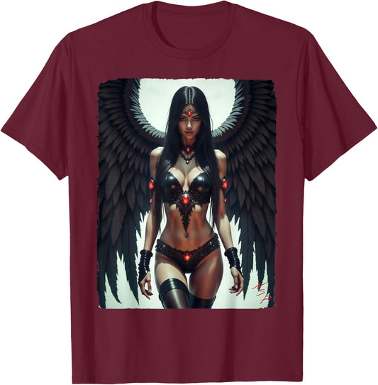 mit Mädchen drauf - Sexy Fallen Angel Pinup Girl #1 T-Shirt - T-Shirt | Maroon