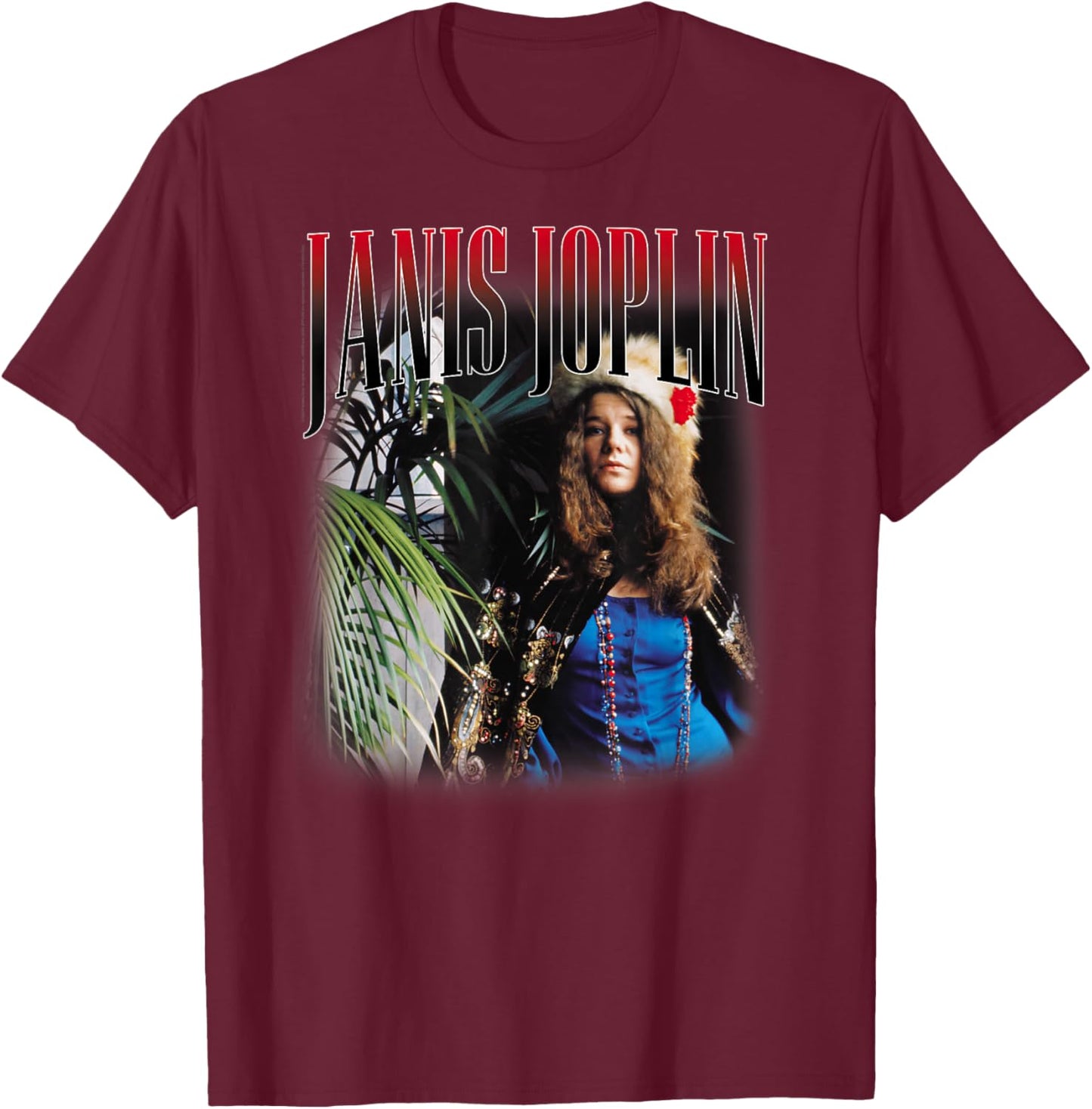 Janis Joplin Baron Homage 60s Rock T-Shirt - T-Shirt | Maroon