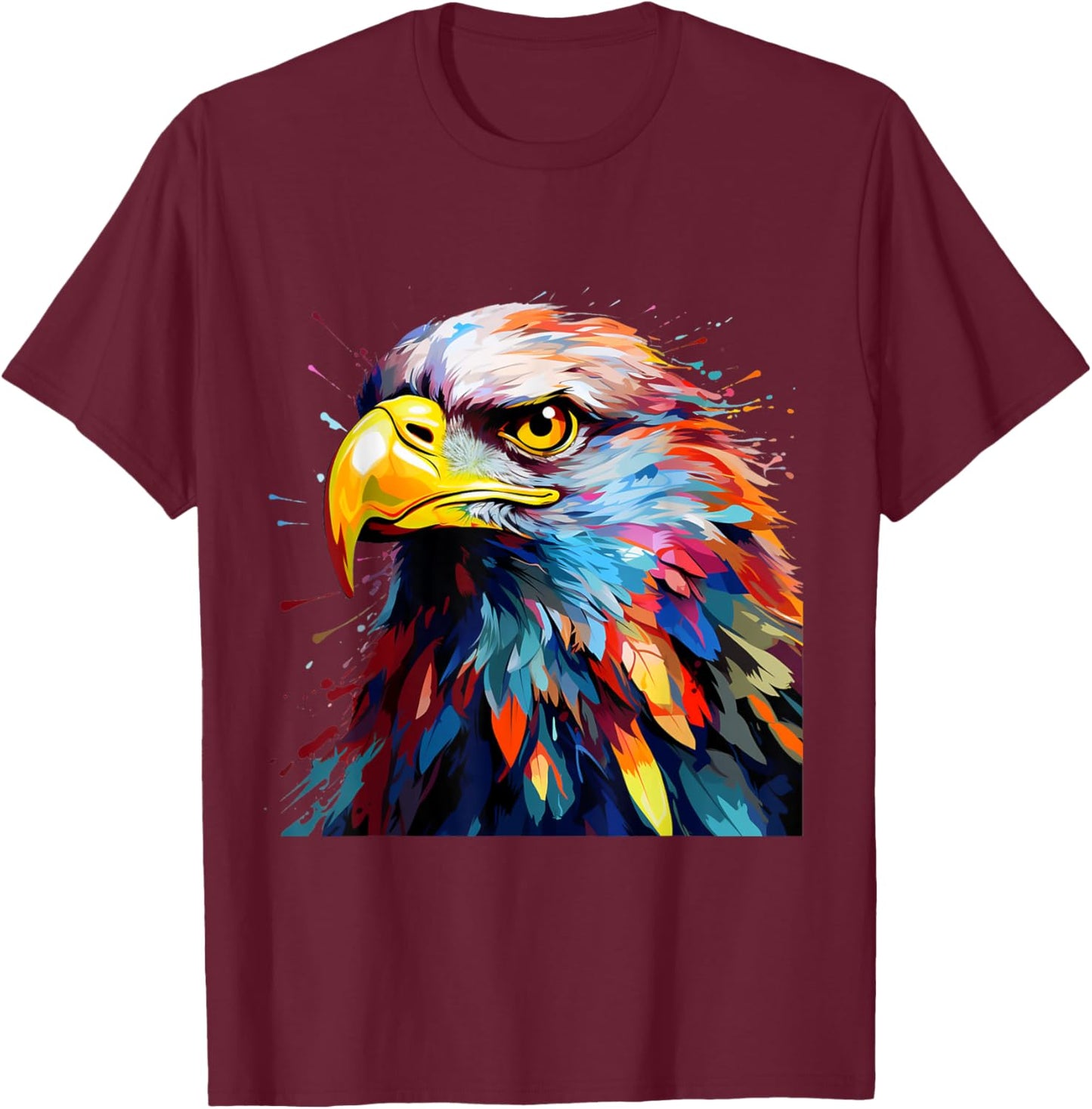 Cool Colorful Eagle Portrait Graphic T-Shirt - T-Shirt | Maroon