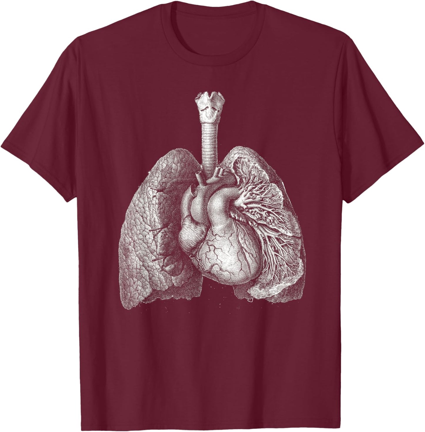 Human heart lungs Vintage medical anatomy Anatomical Lungs T-Shirt - T-Shirt | Maroon