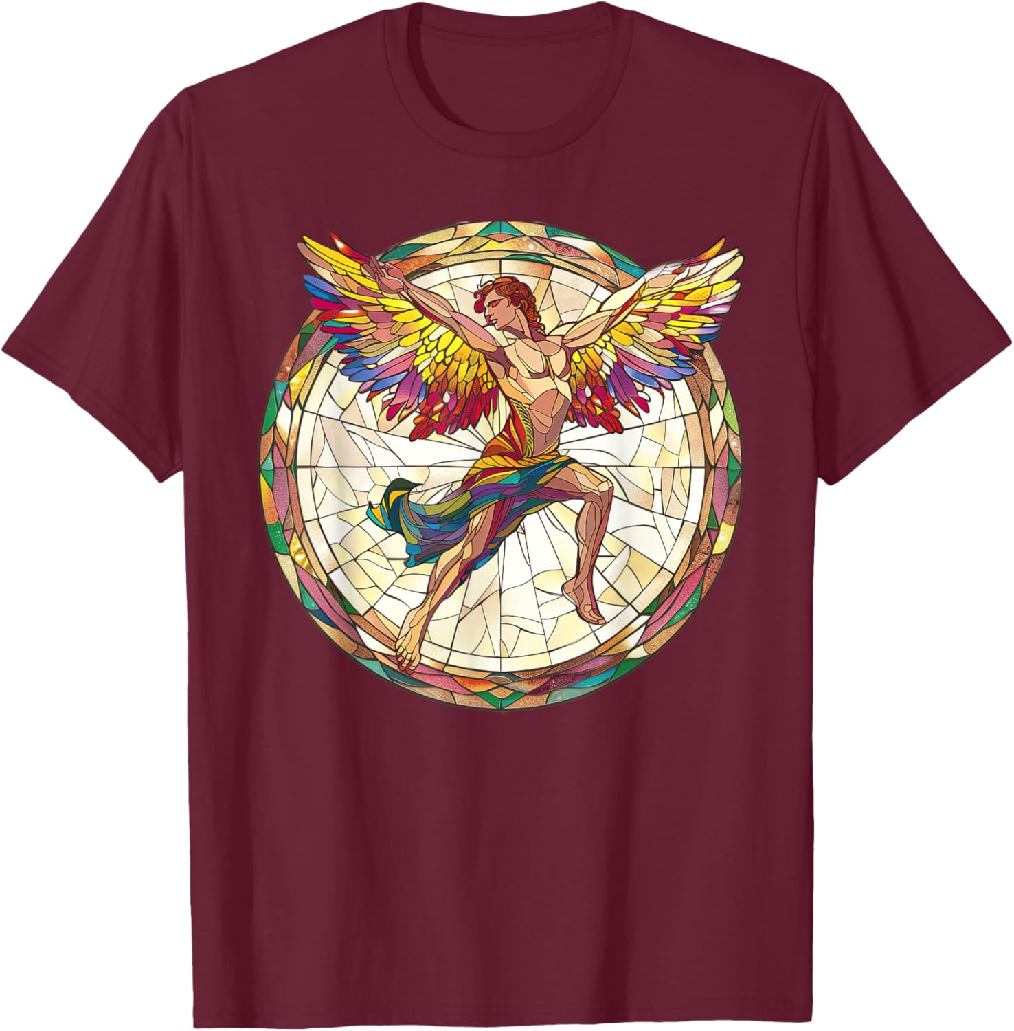 Icarus Stained Glass T-Shirt - T-Shirt | Maroon
