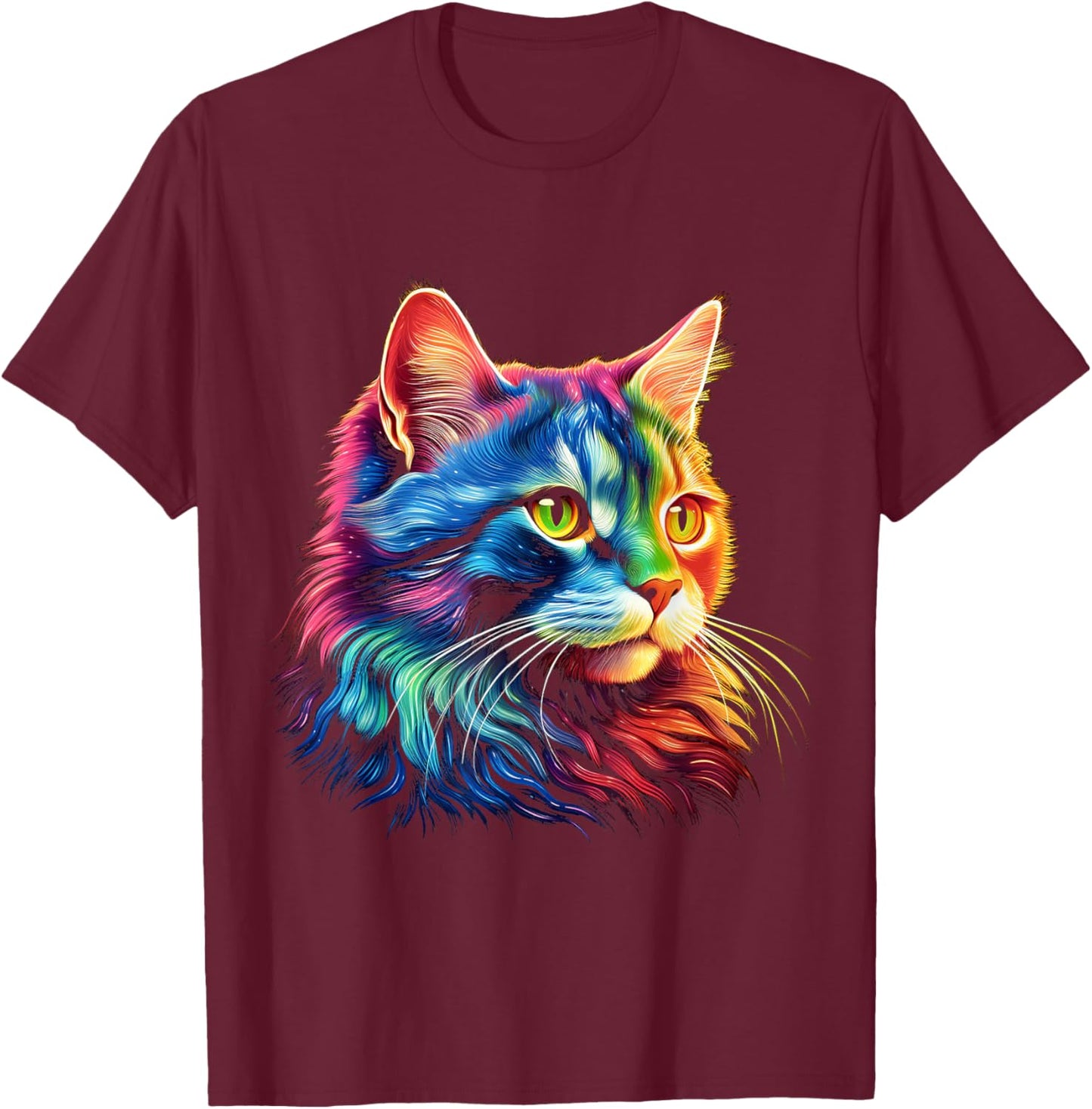 Cat Graphic Pet Illustration Cat Men Women Kids T-Shirt - T-Shirt | Maroon