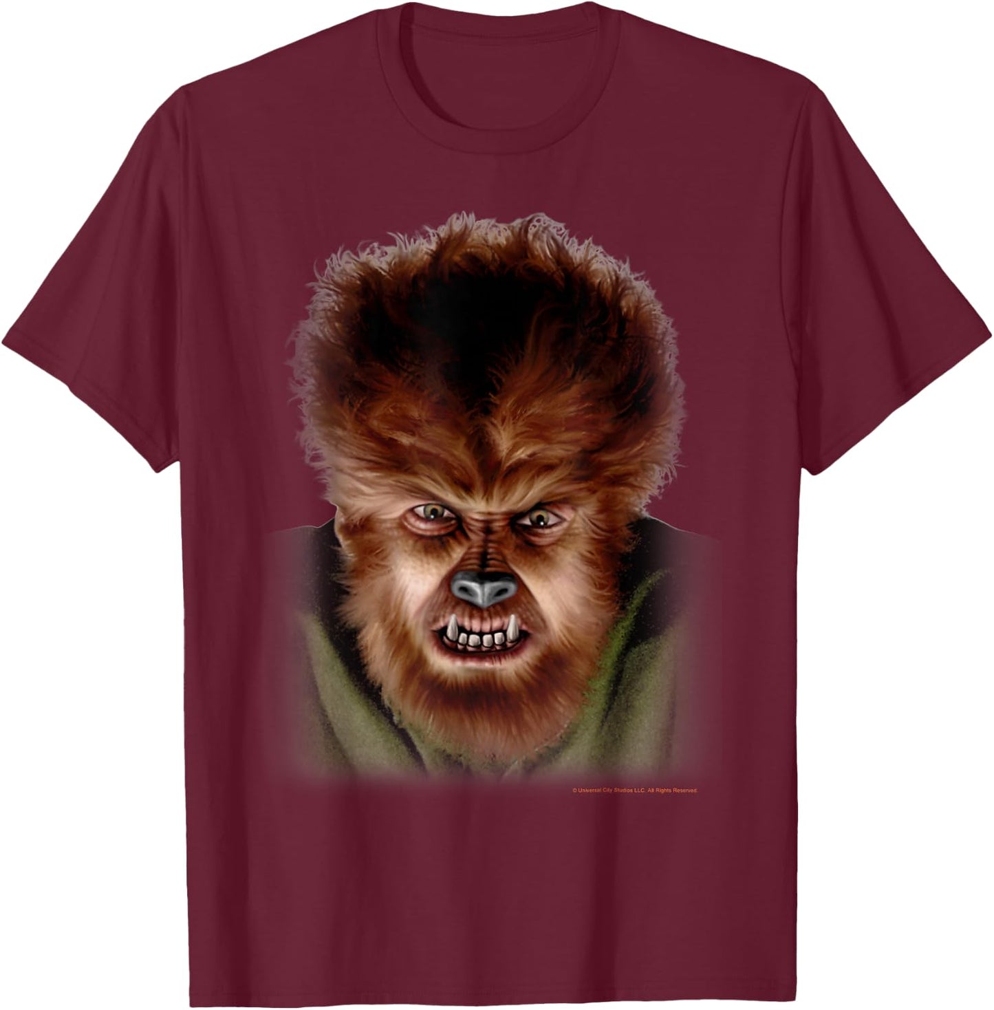 Universal Monsters The Wolf Man Face T-Shirt - T-Shirt | Maroon