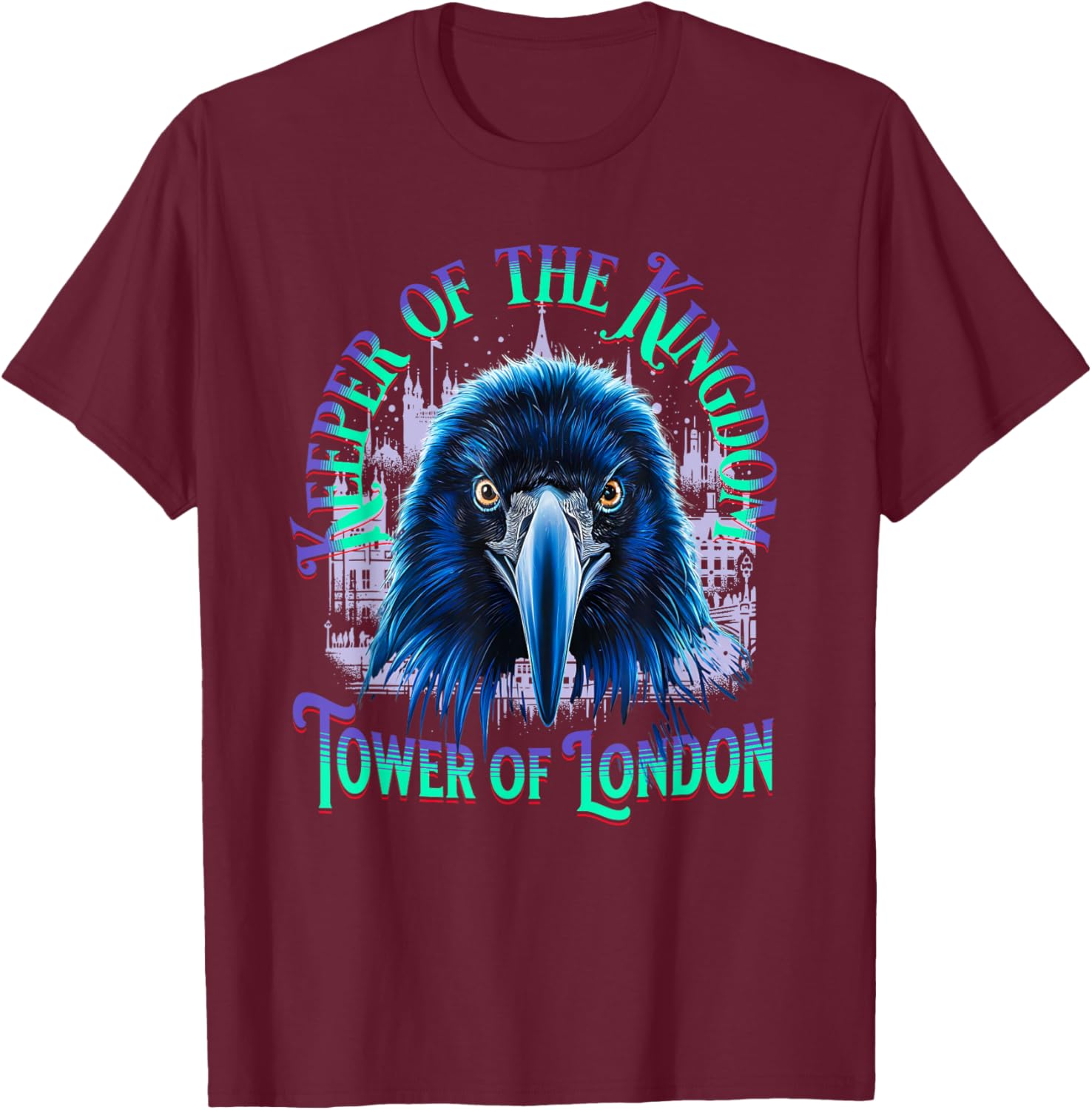 Raven of the Tower of London s Unique Towers s Raven Head T-Shirt - T-Shirt | Maroon