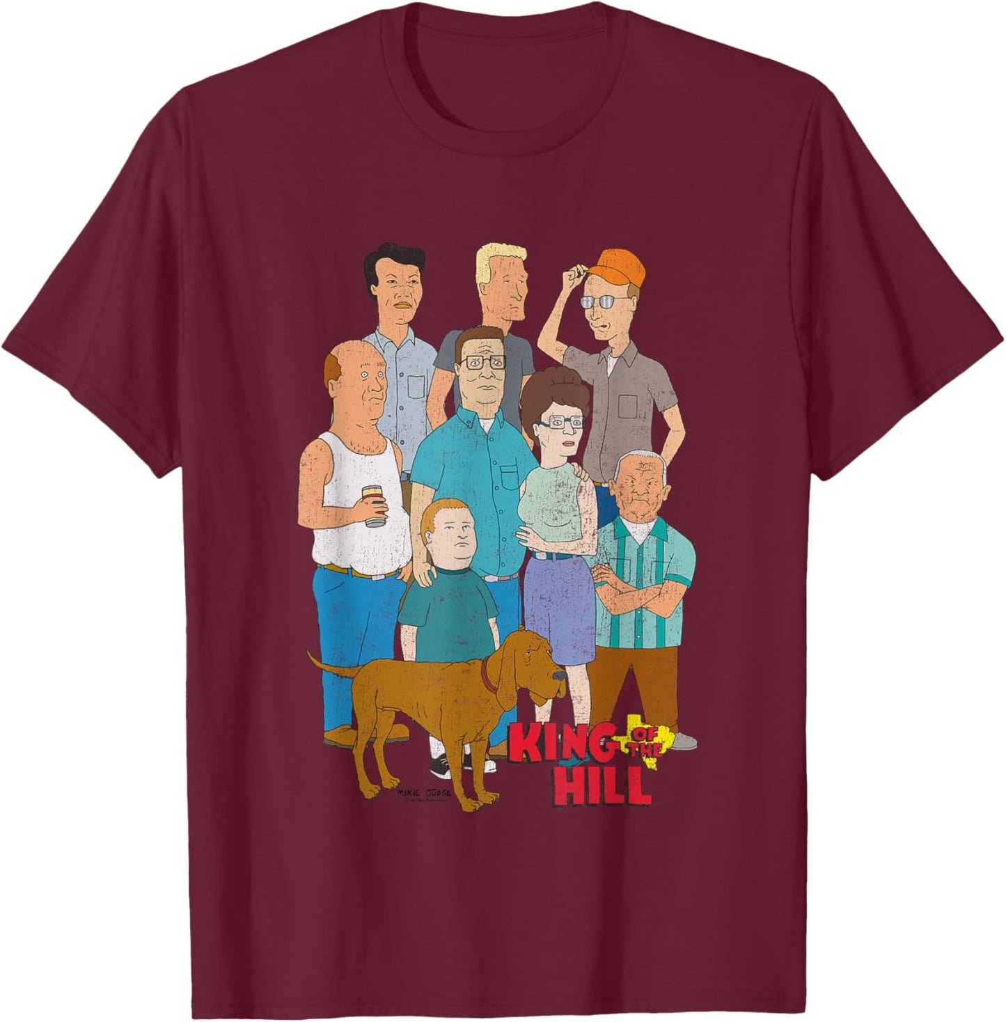 King of The Hill Iconic Characters Group Shot Retro Poster T-Shirt - T-Shirt | Maroon